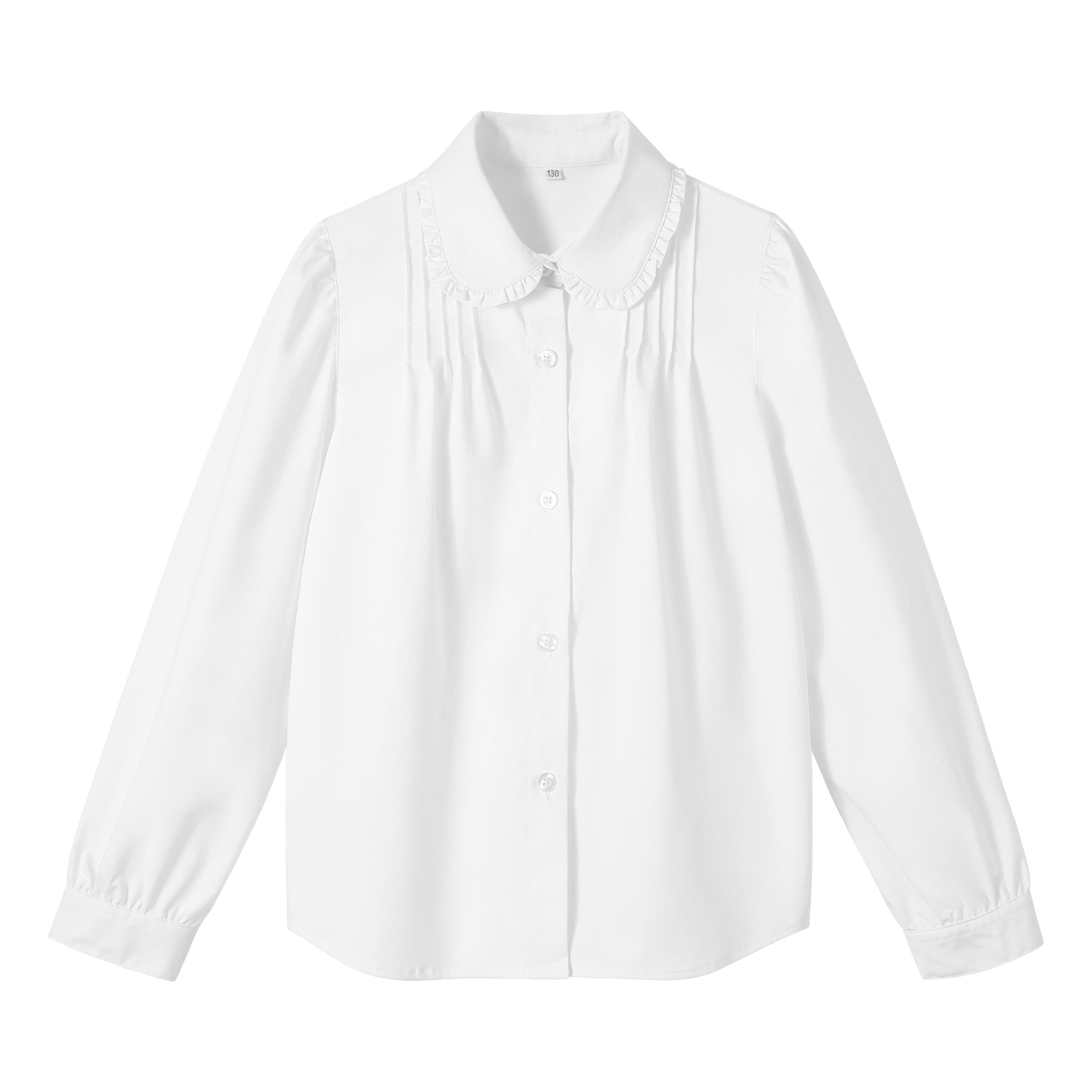 Girls Long Sleeve Uniform Shirt Blouse with Peter Pan Collar