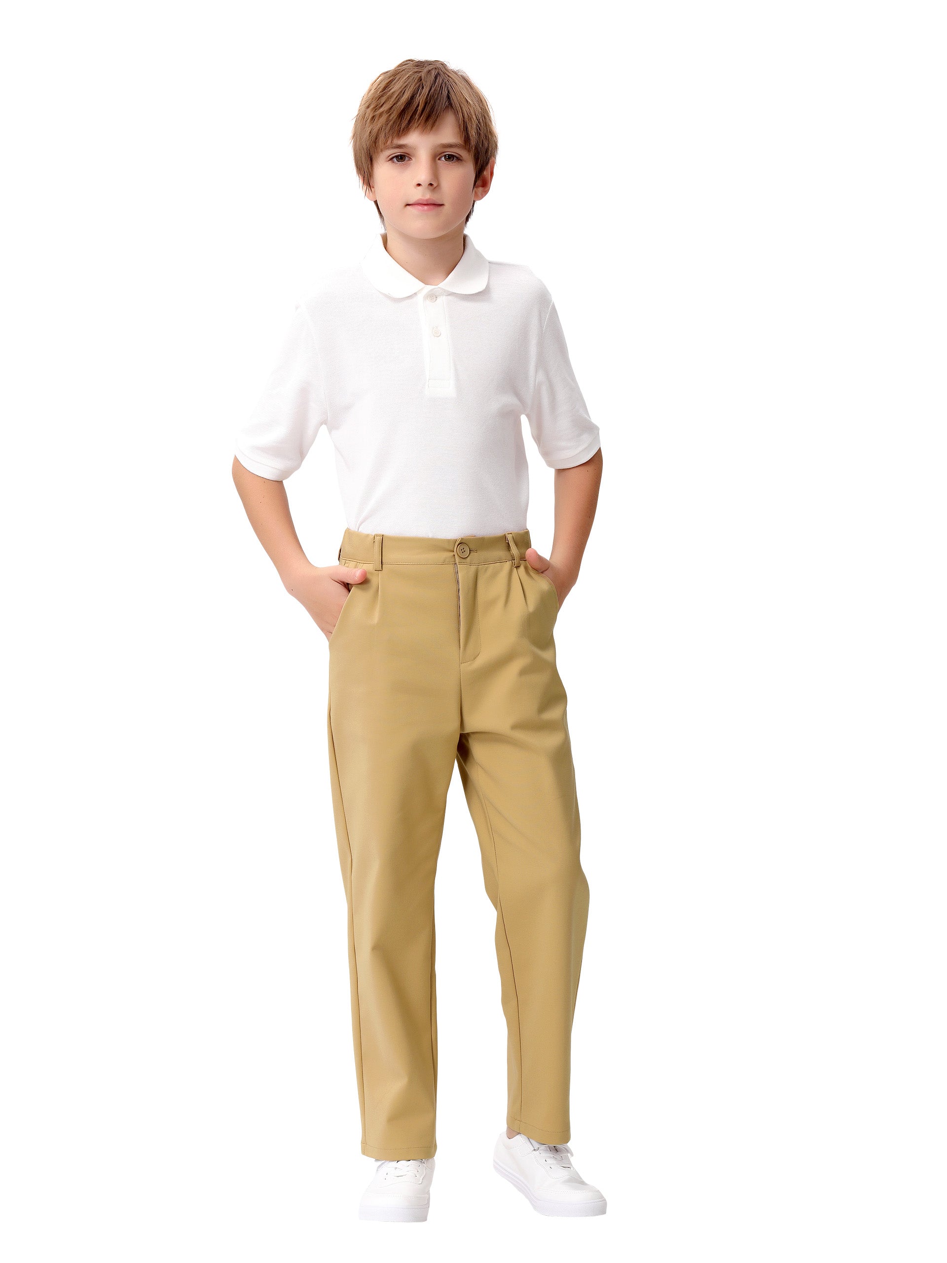 Boys Golf Dress Pants, Athletic Stretch Quick Dry Uniform Chino