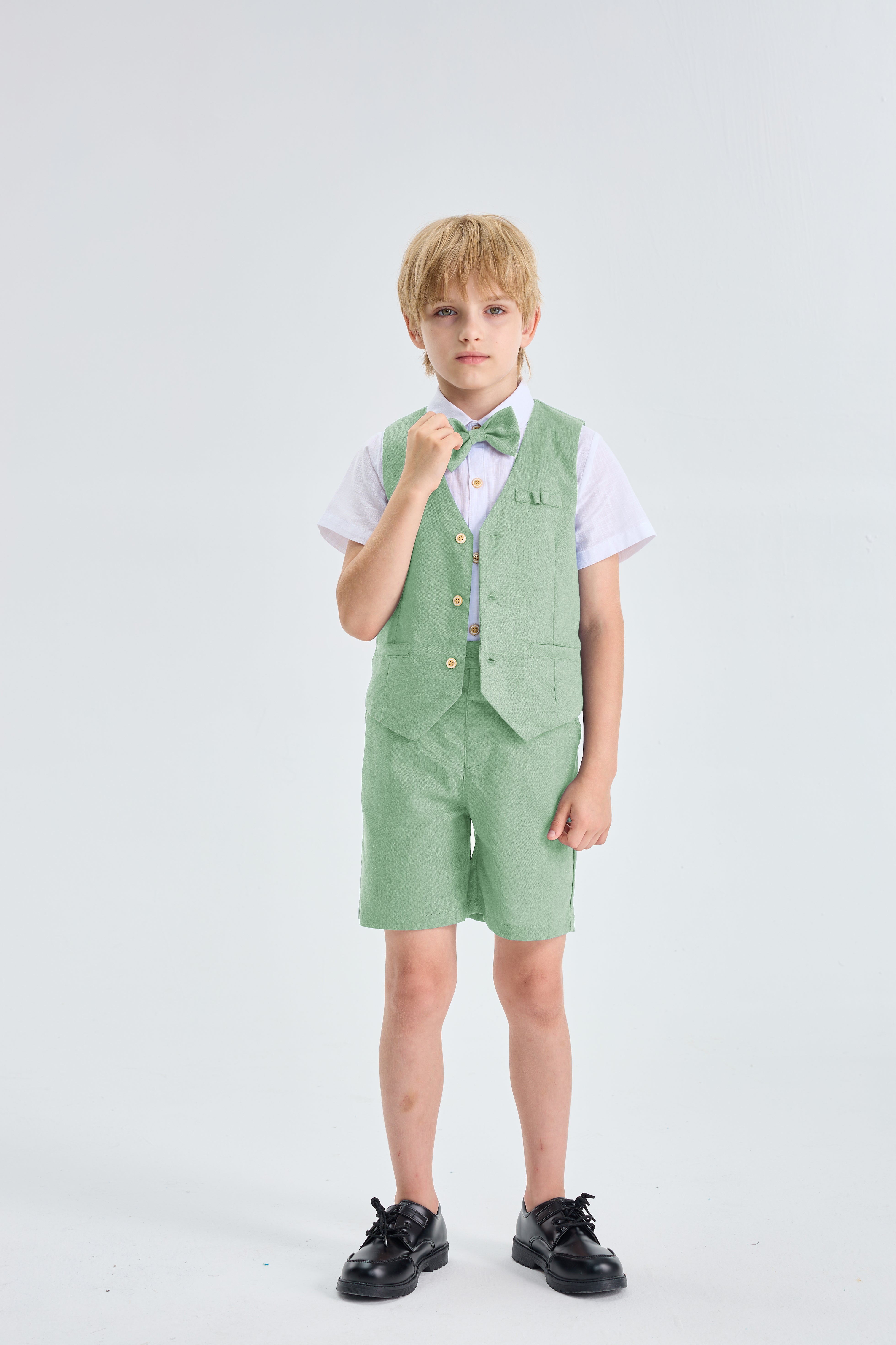 Boys Linen Suit 4 Piece Summer Gentleman Outfit