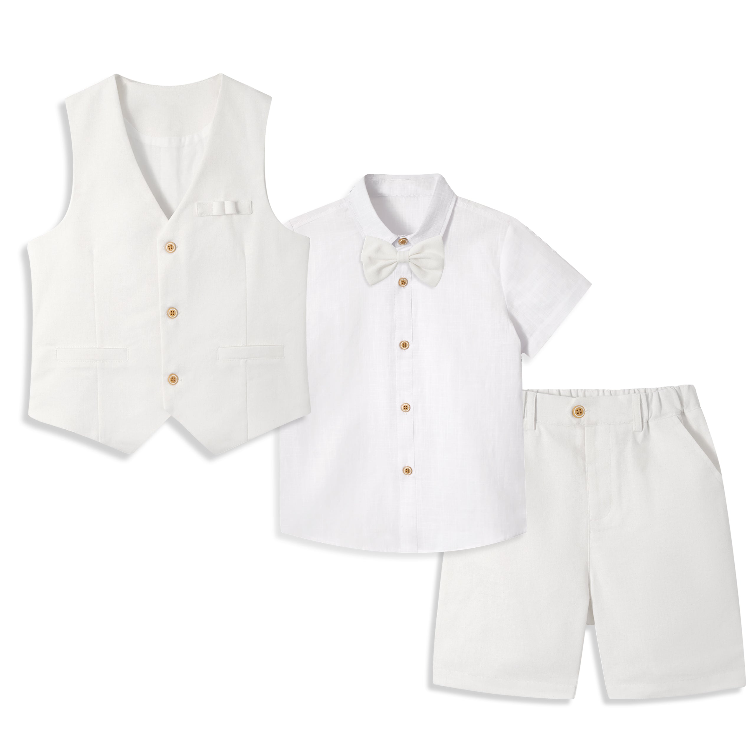 Boys Linen Suit 4 Piece Summer Gentleman Outfit