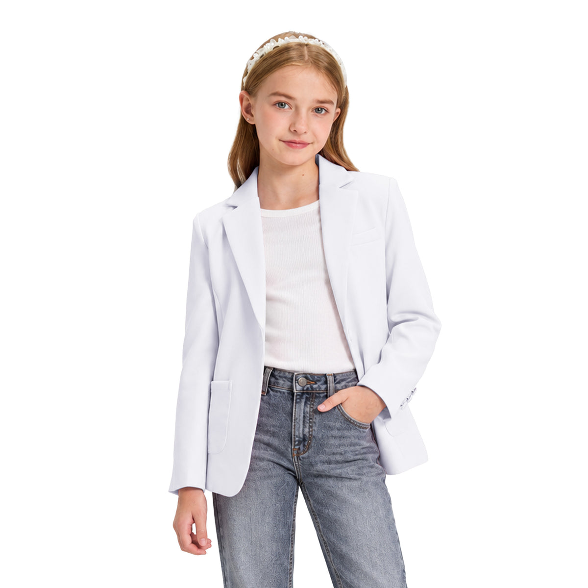 Girls Blazer Kids Lapel Suit Jacket Long Sleeve Coat