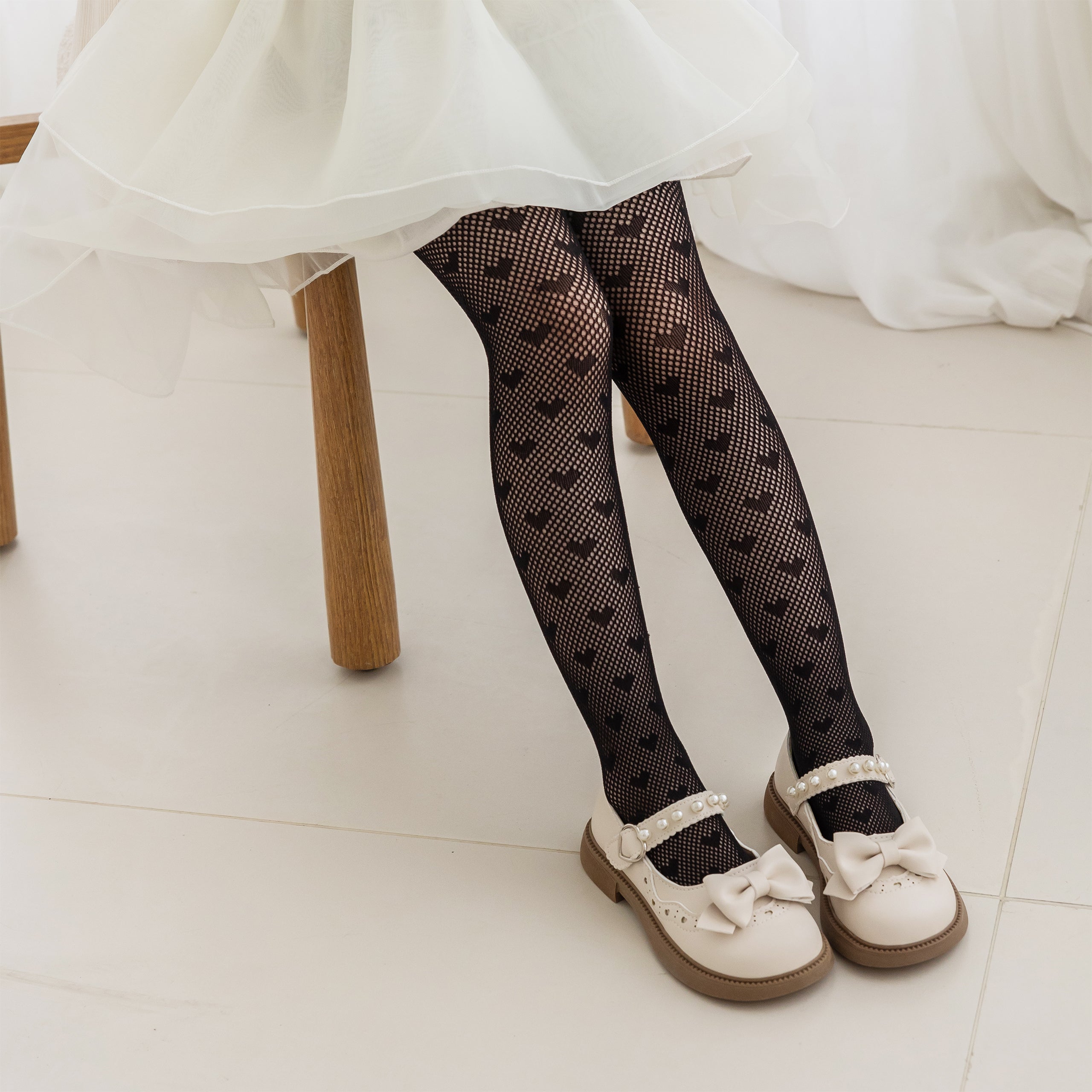 Girls Lace Tights Kids Sheer Patterned Fishnet Stockings 2 Pack Hollow Dance Pantyhose