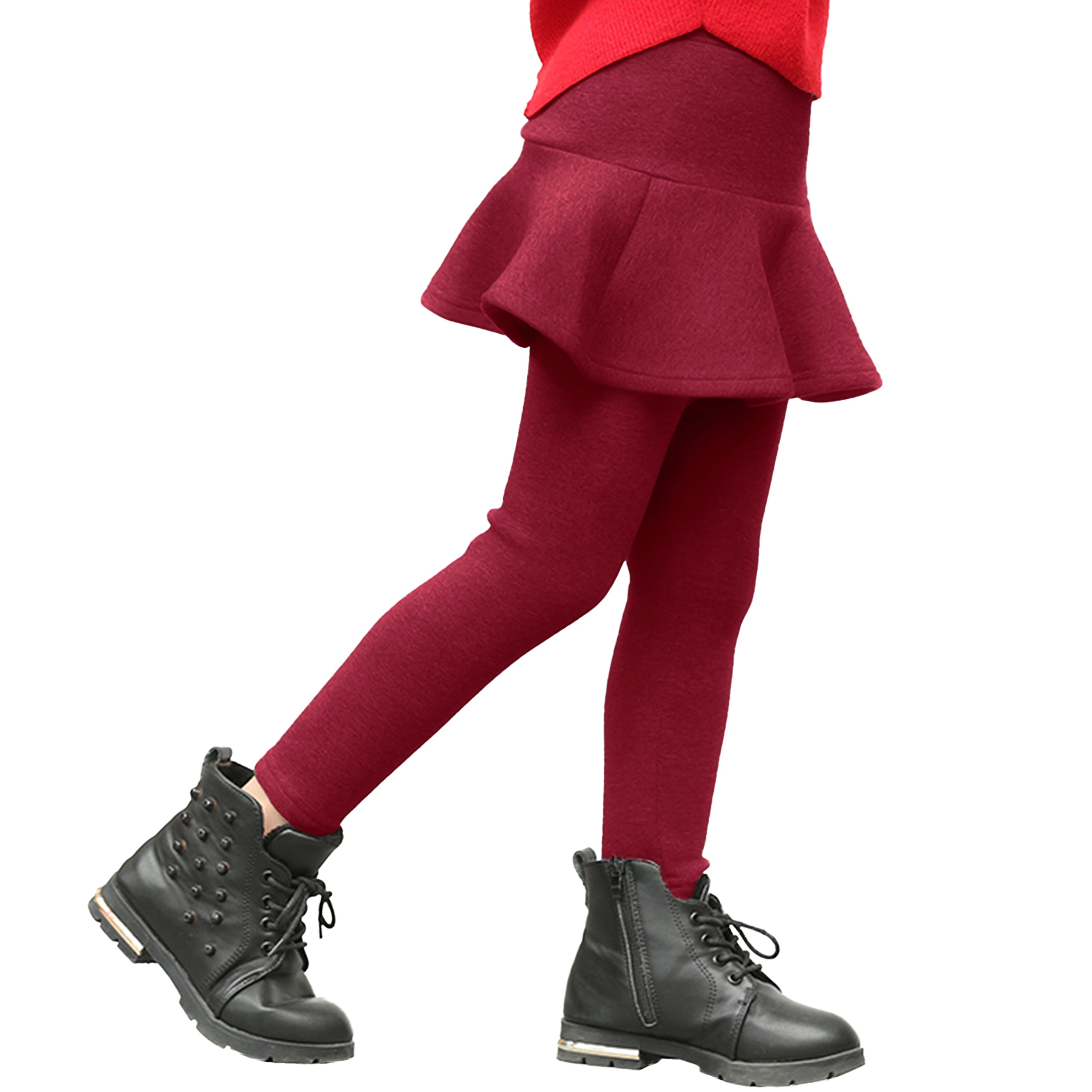 Girl's Fleece Lined Leggings with Skirt Warm Winter Snow Pants