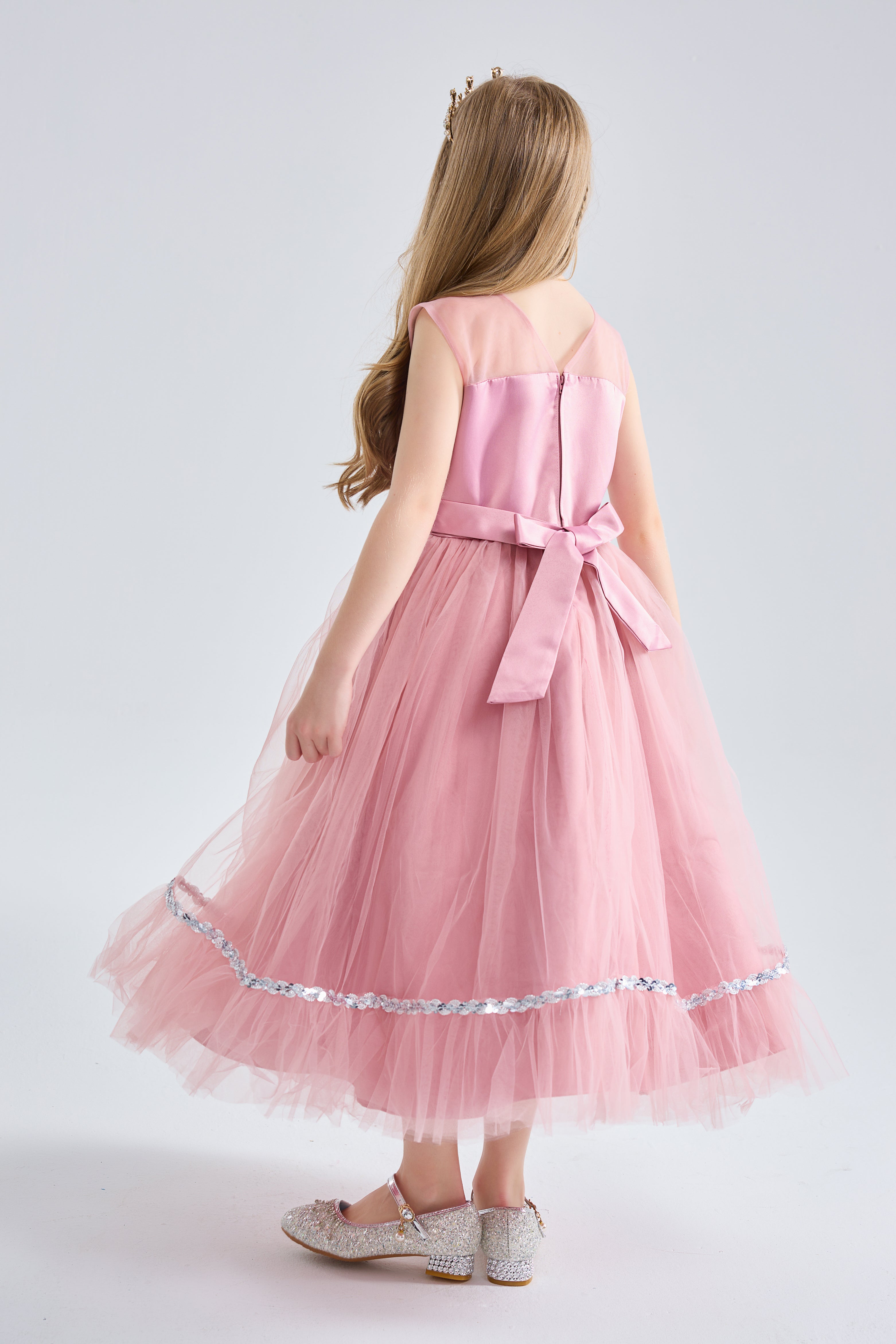 Girl's Flower Dress Wedding Kids Tulle Princess Long Dresses