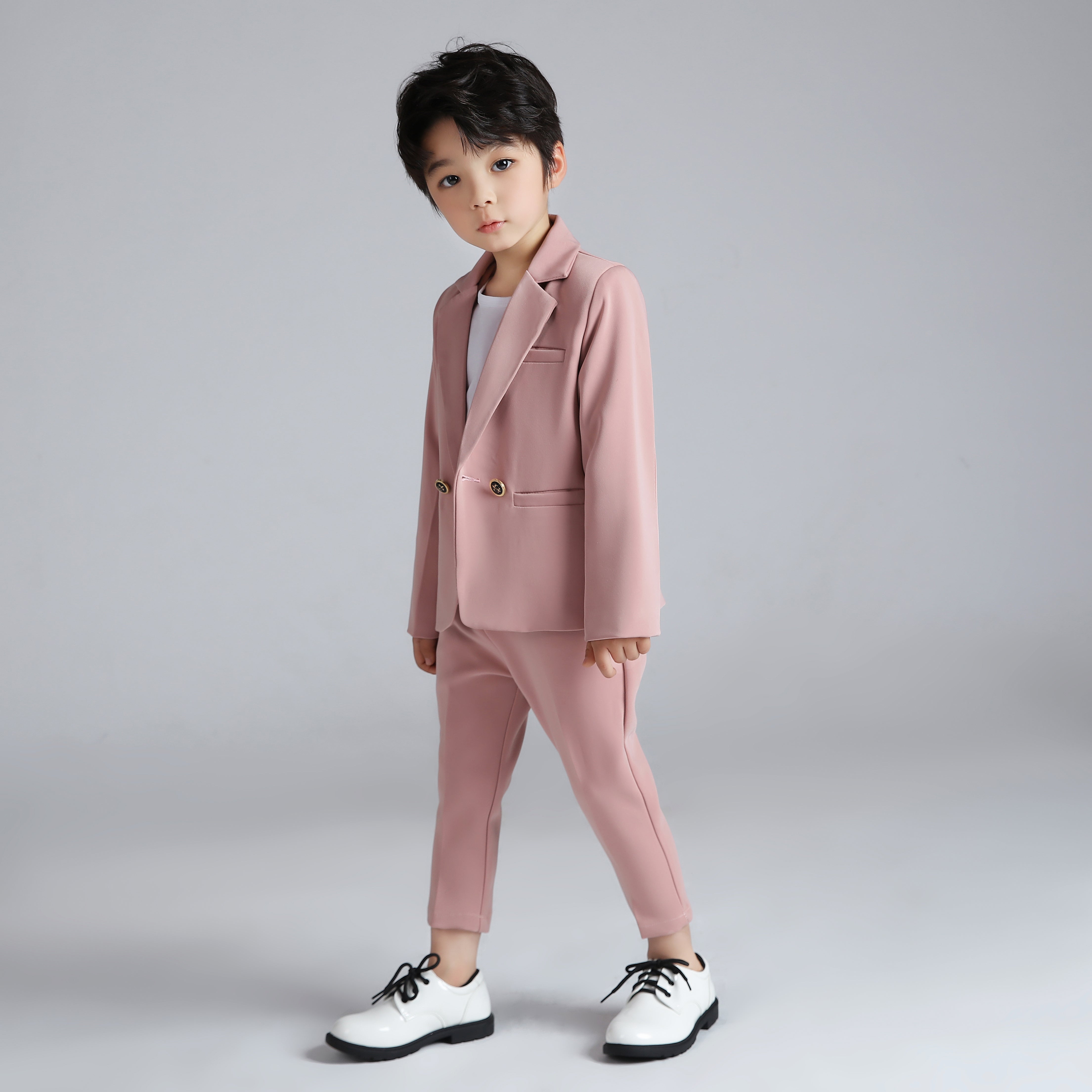 Boys Casual Suits Wedding Outfits 2 Piece Gentleman Blazer and Pants Set