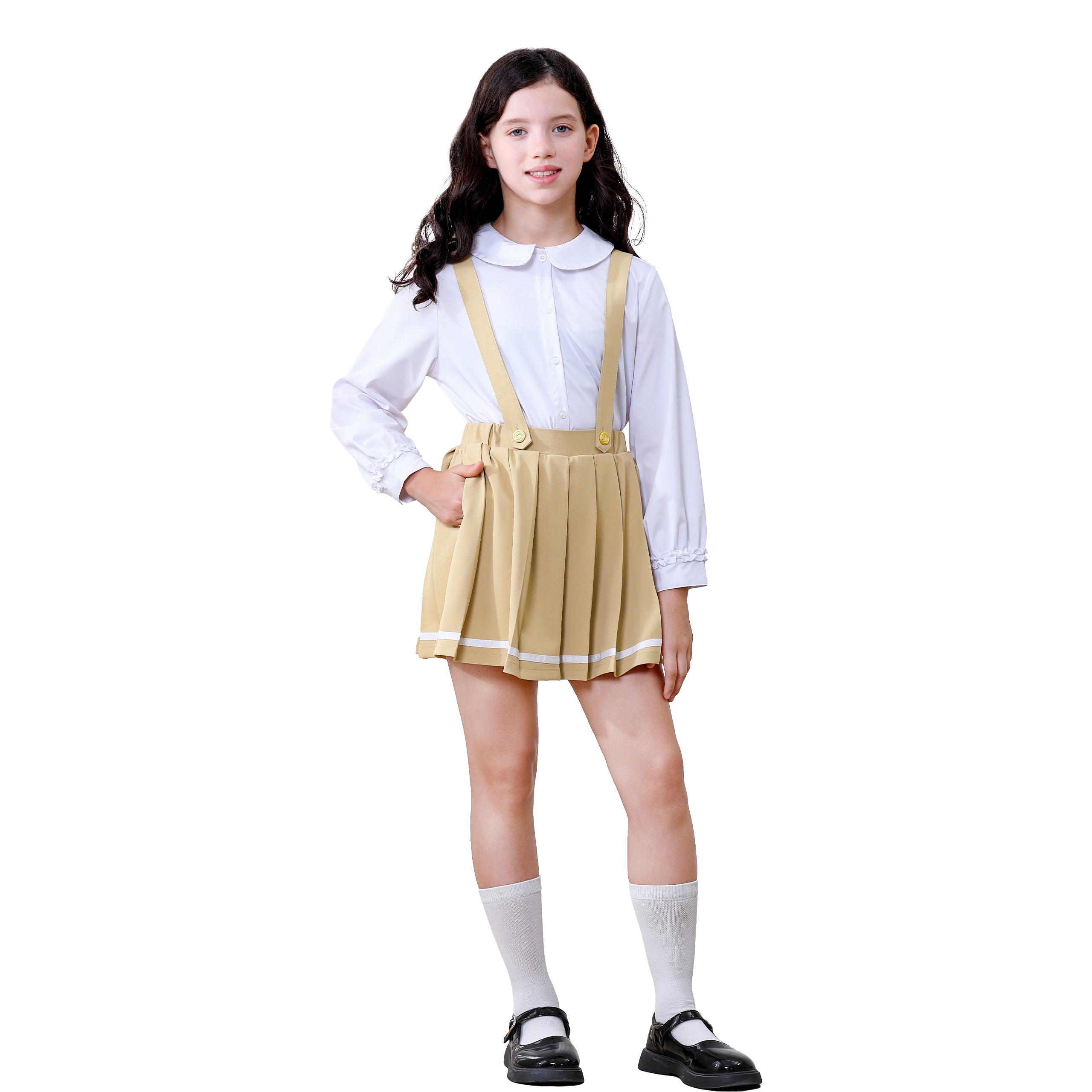 Girls Suspender Skirts Kids Formal Pleated Skort