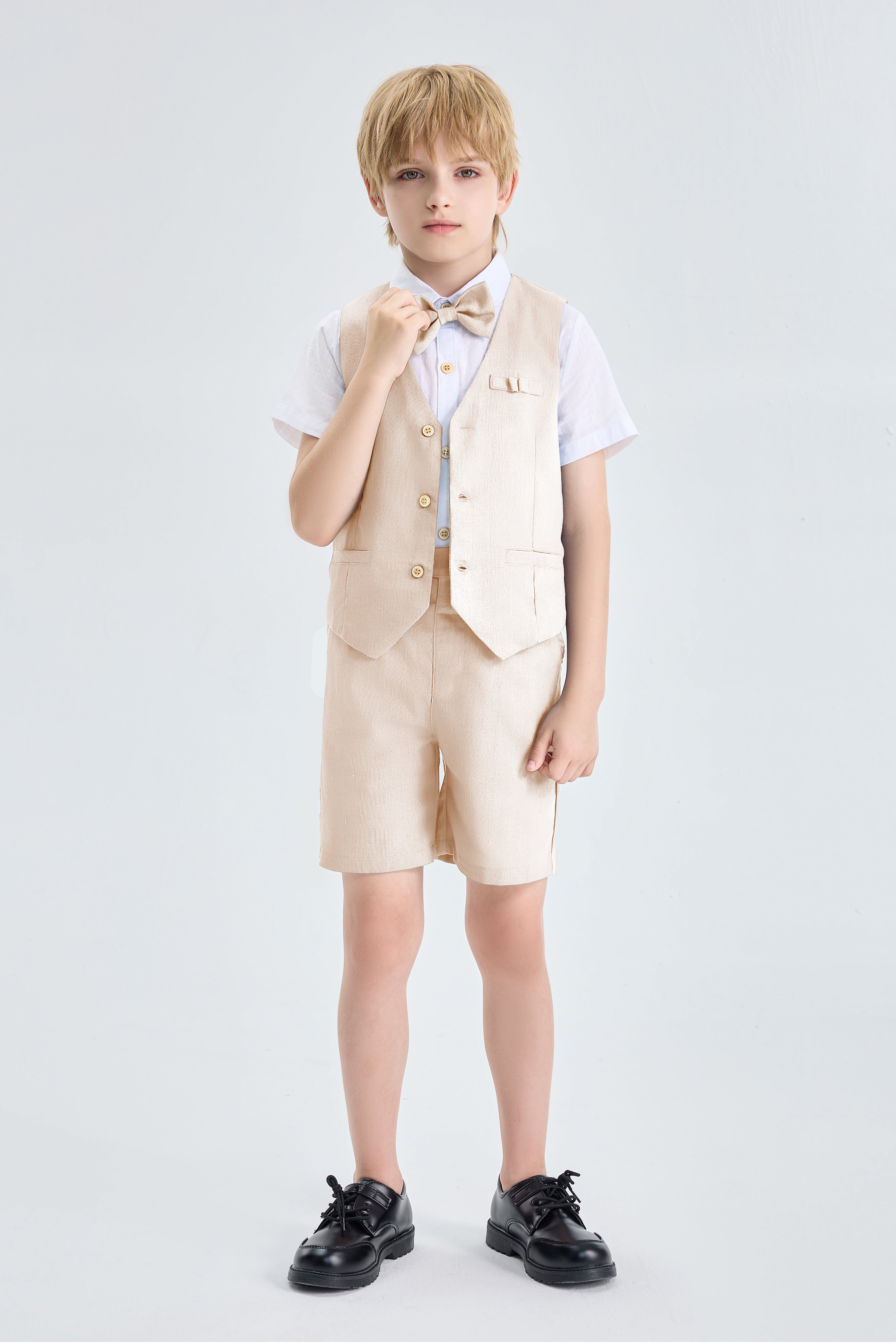 Boys Linen Suit 4 Piece Summer Gentleman Outfit