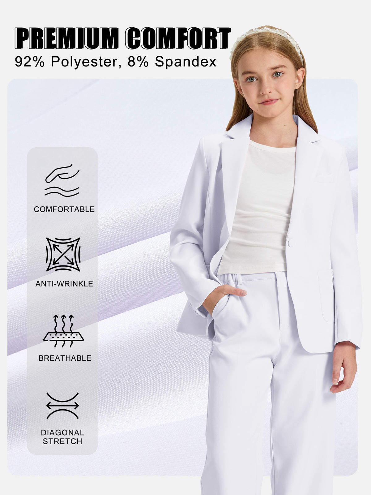 Girls Blazer Kids Lapel Suit Jacket Long Sleeve Coat