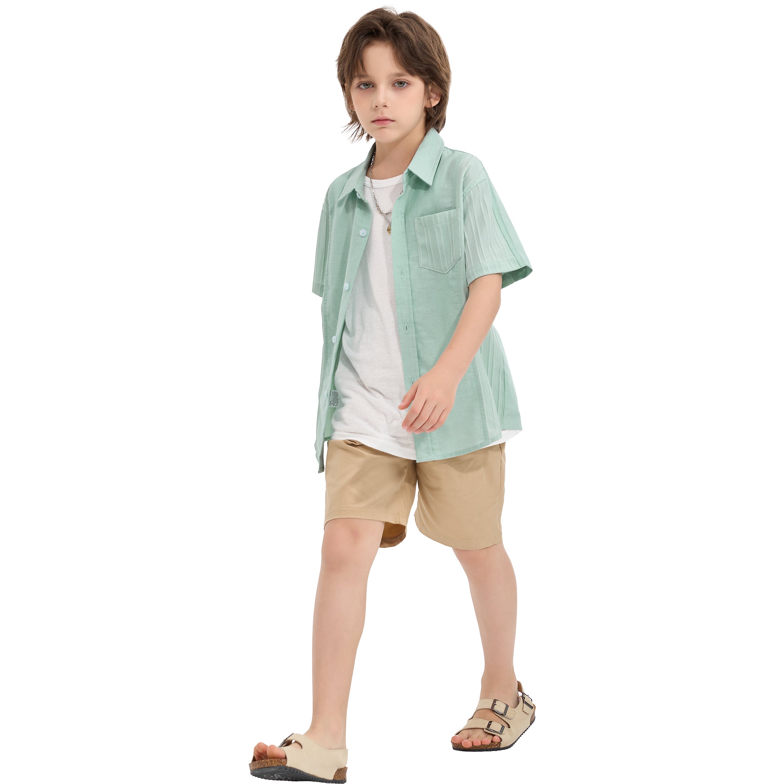 Boys Linen Shirt Short Sleeve Guayabera Shirts