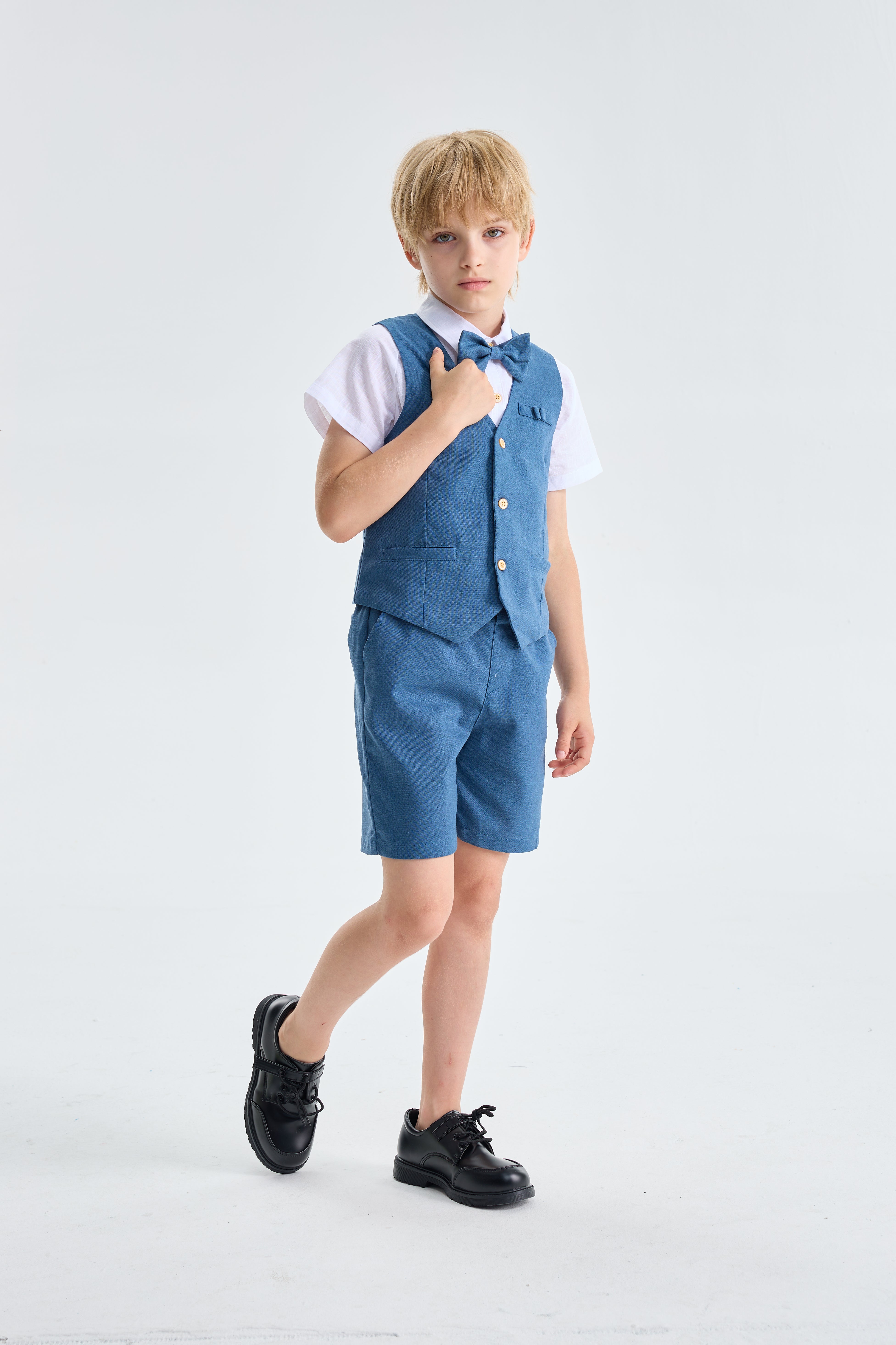 Boys Linen Suit 4 Piece Summer Gentleman Outfit