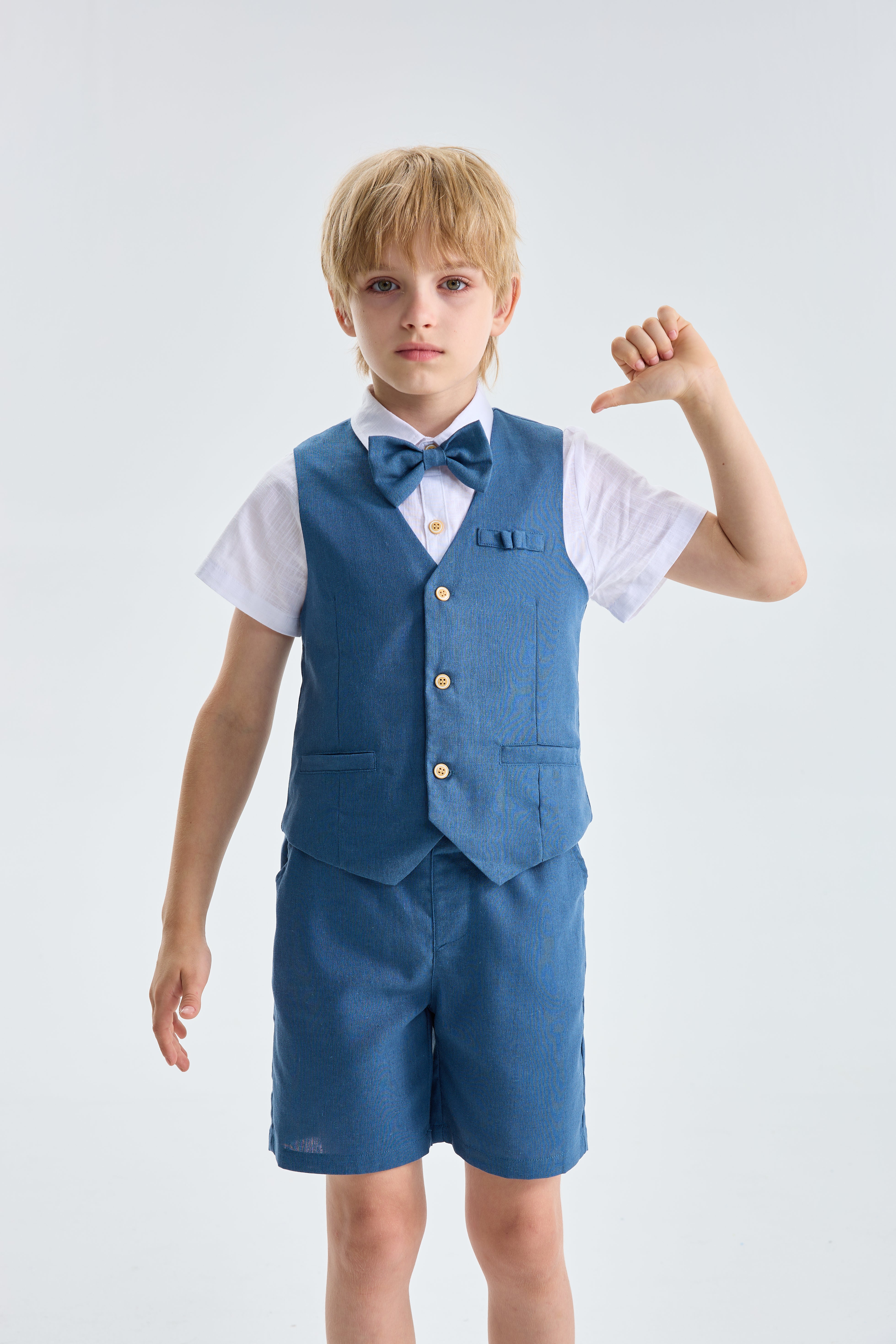 Boys Linen Suit 4 Piece Summer Gentleman Outfit