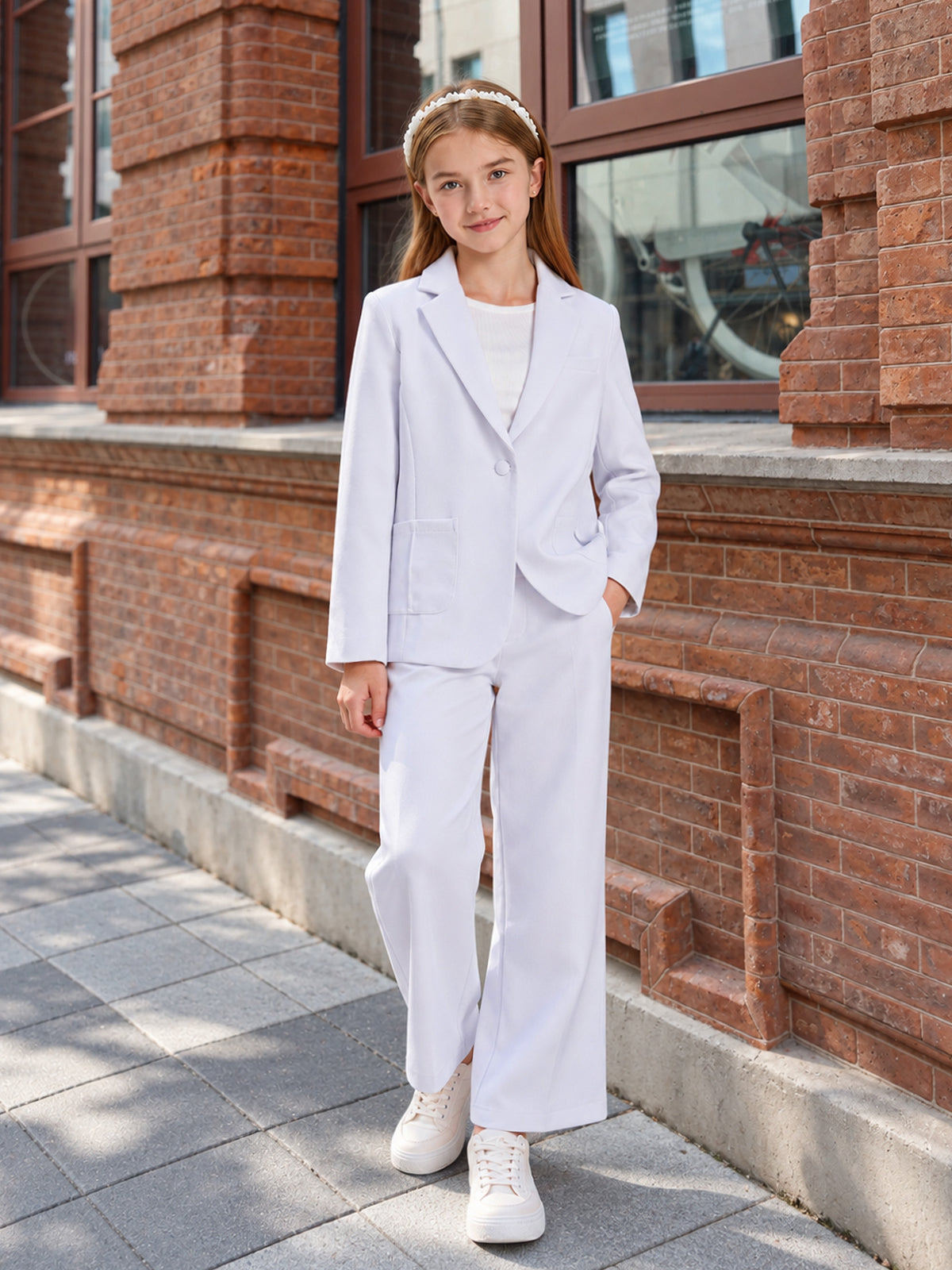 Girls Blazer Kids Lapel Suit Jacket Long Sleeve Coat