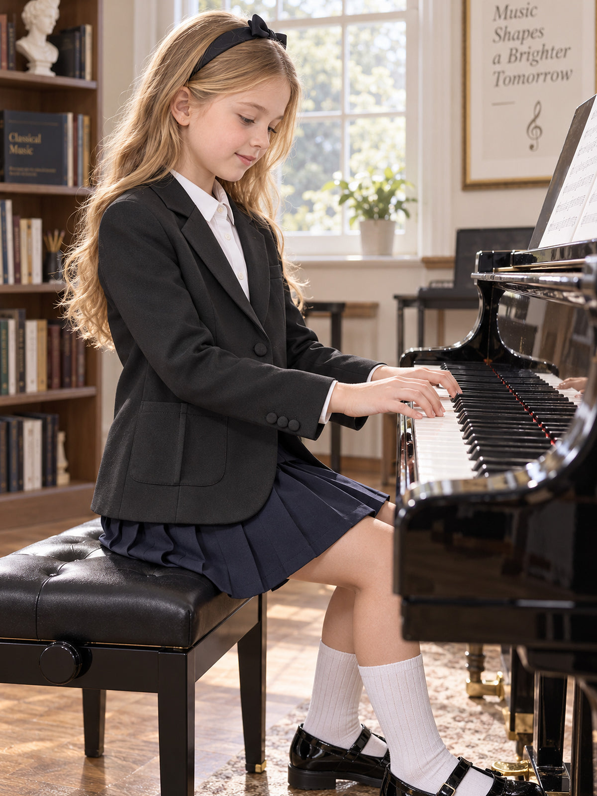 Girls Blazer Kids Lapel Suit Jacket Long Sleeve Coat