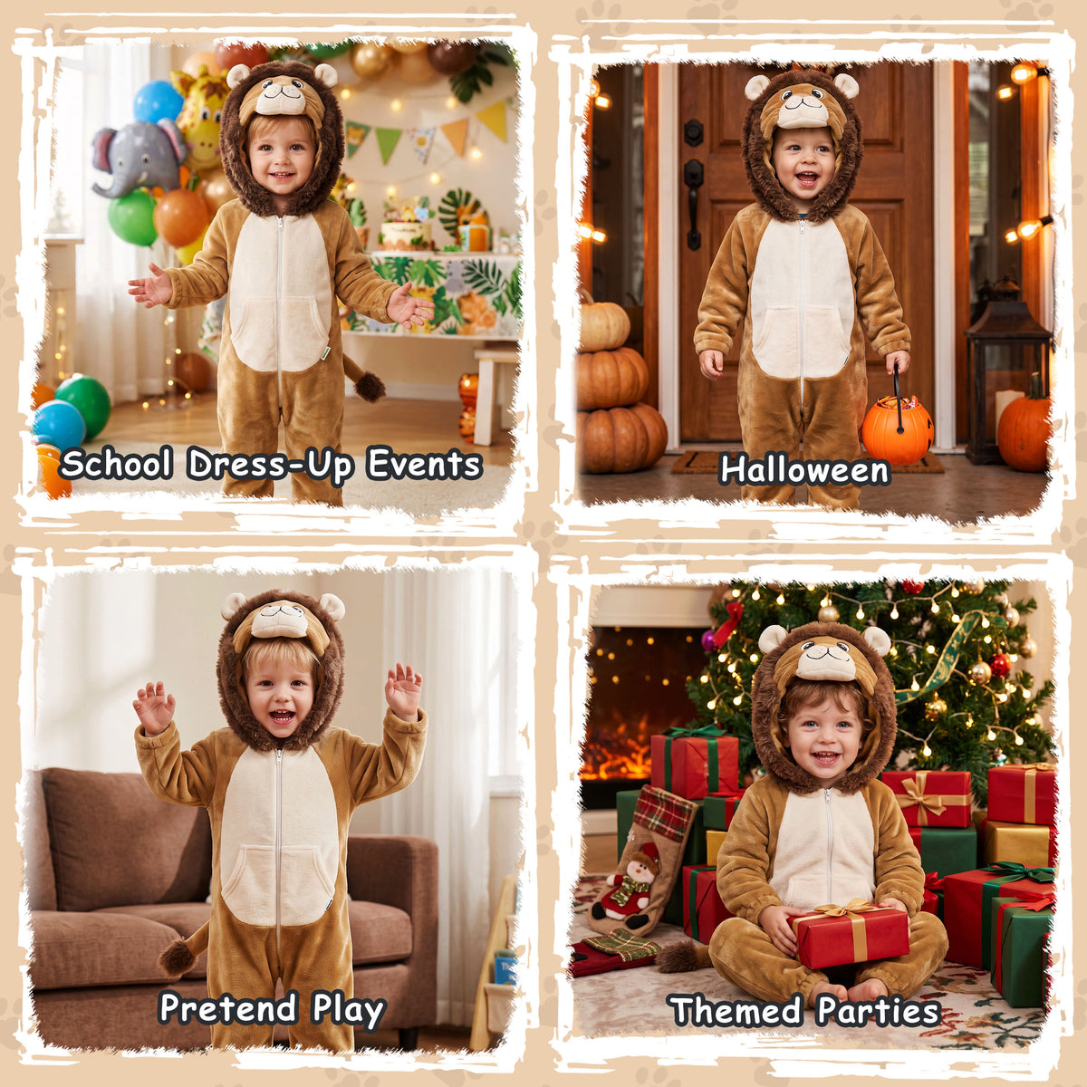 Unisex Baby Animal Costume Toddler Boys Girls Flannel Hooded Onesie
