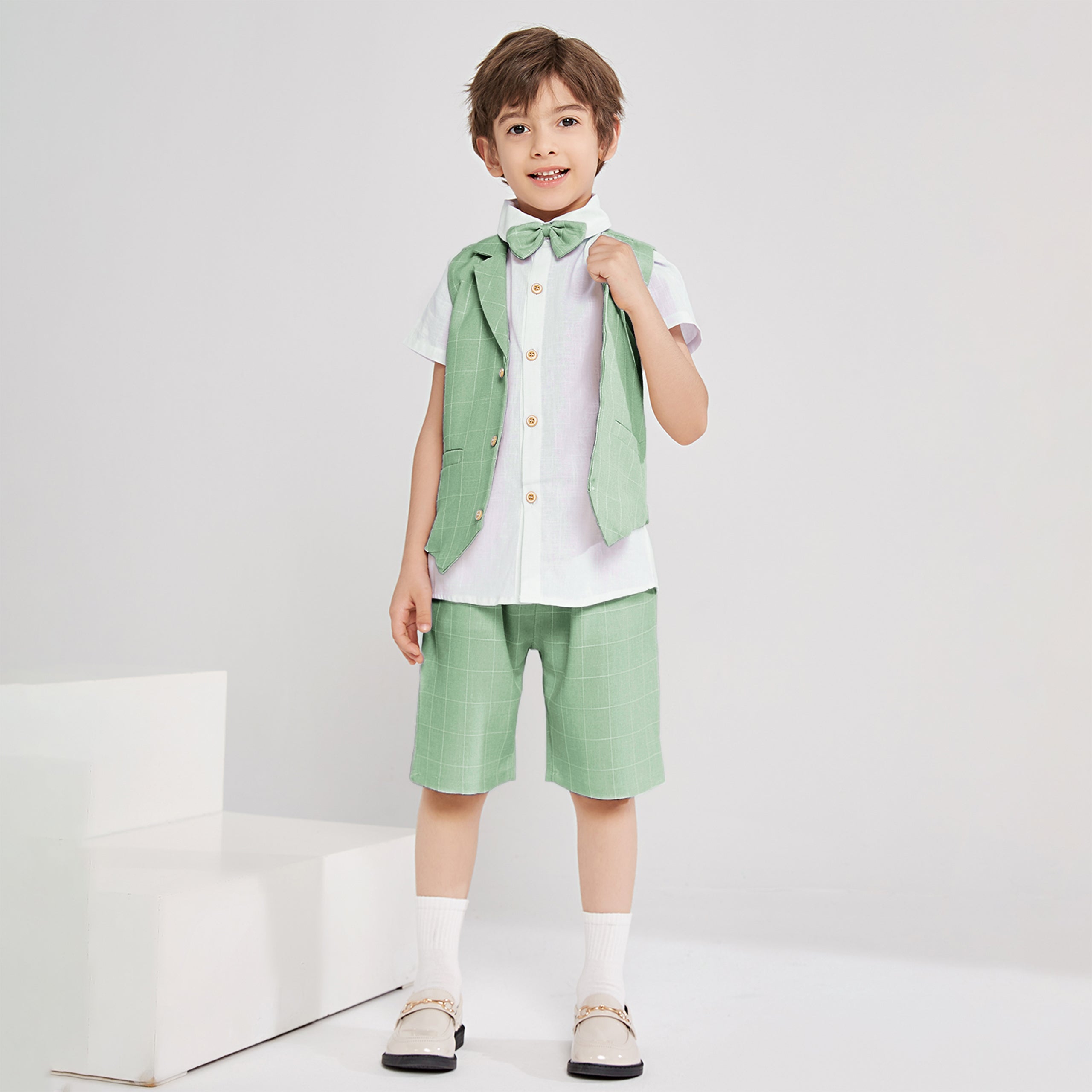 4Pcs Boy Weste Kurzarm Sommer Formal Business Anzug