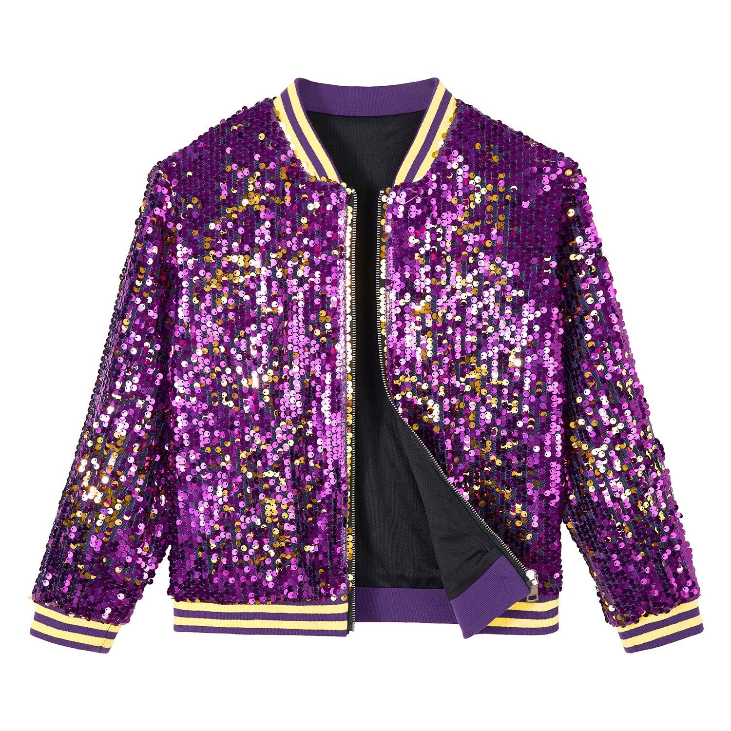 Girls Sequin Jacket Long Sleeve Kids Bomber Coats