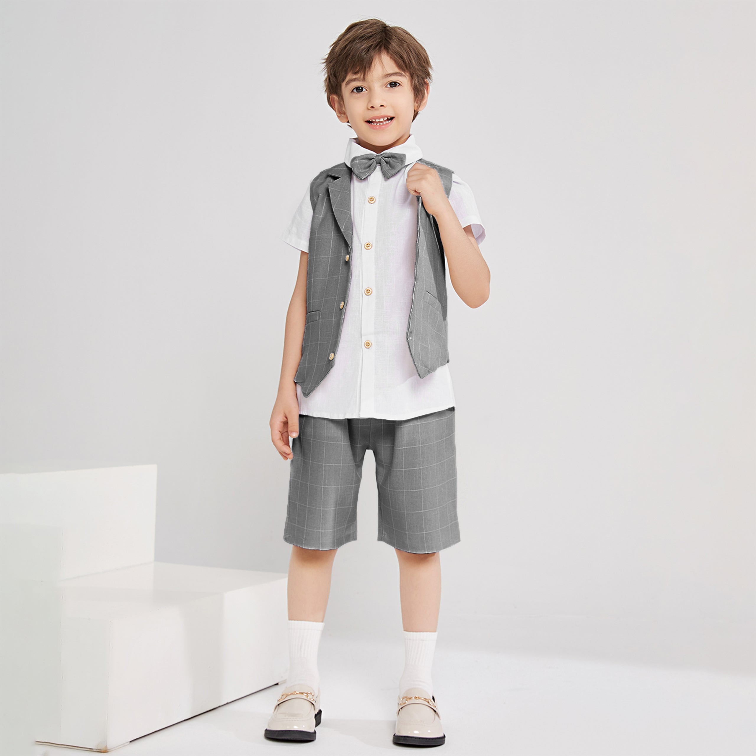 4Pcs Boy Weste Kurzarm Sommer Formal Business Anzug