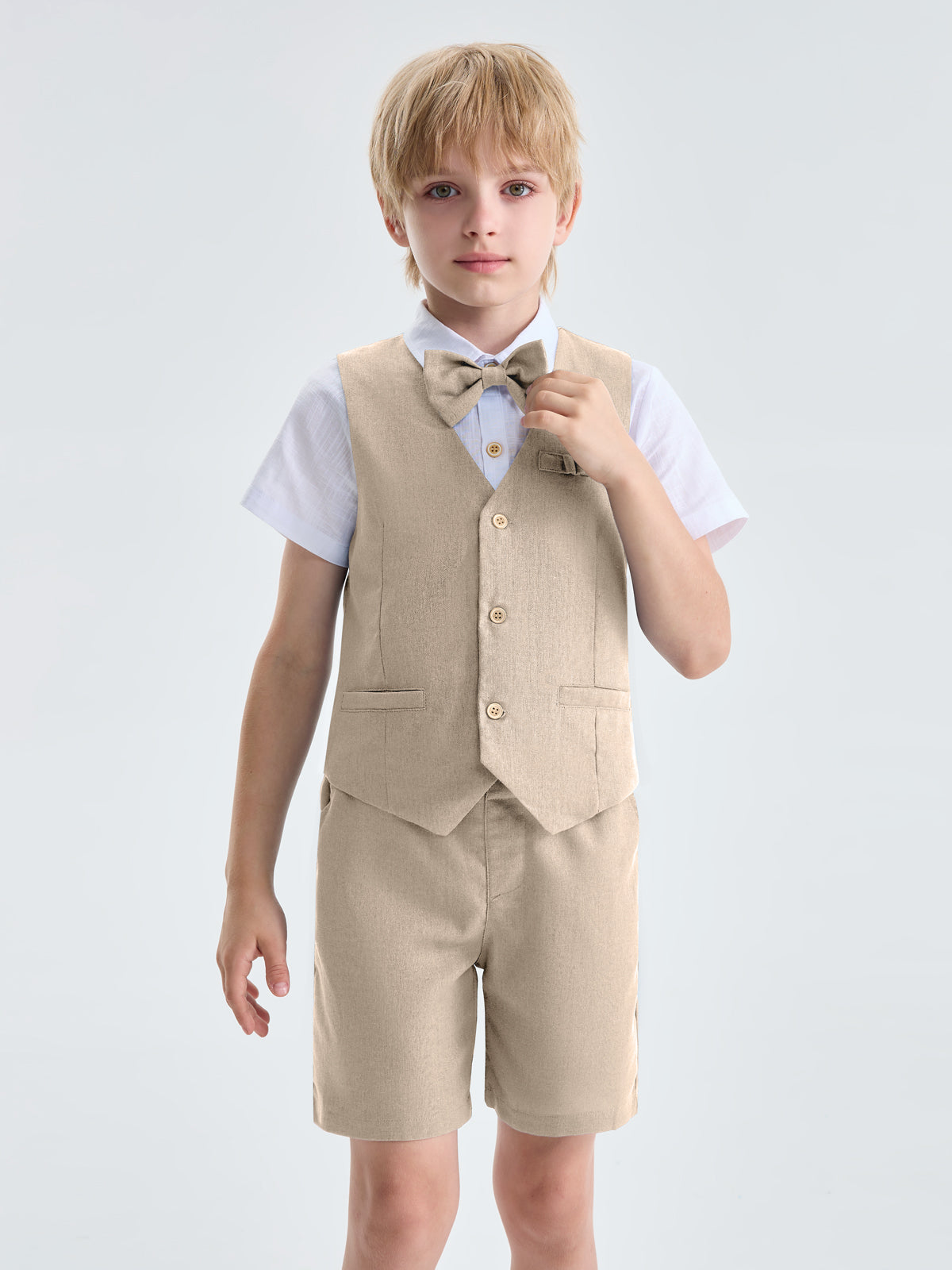 Boys Linen Suit 4 Piece Summer Gentleman Outfit