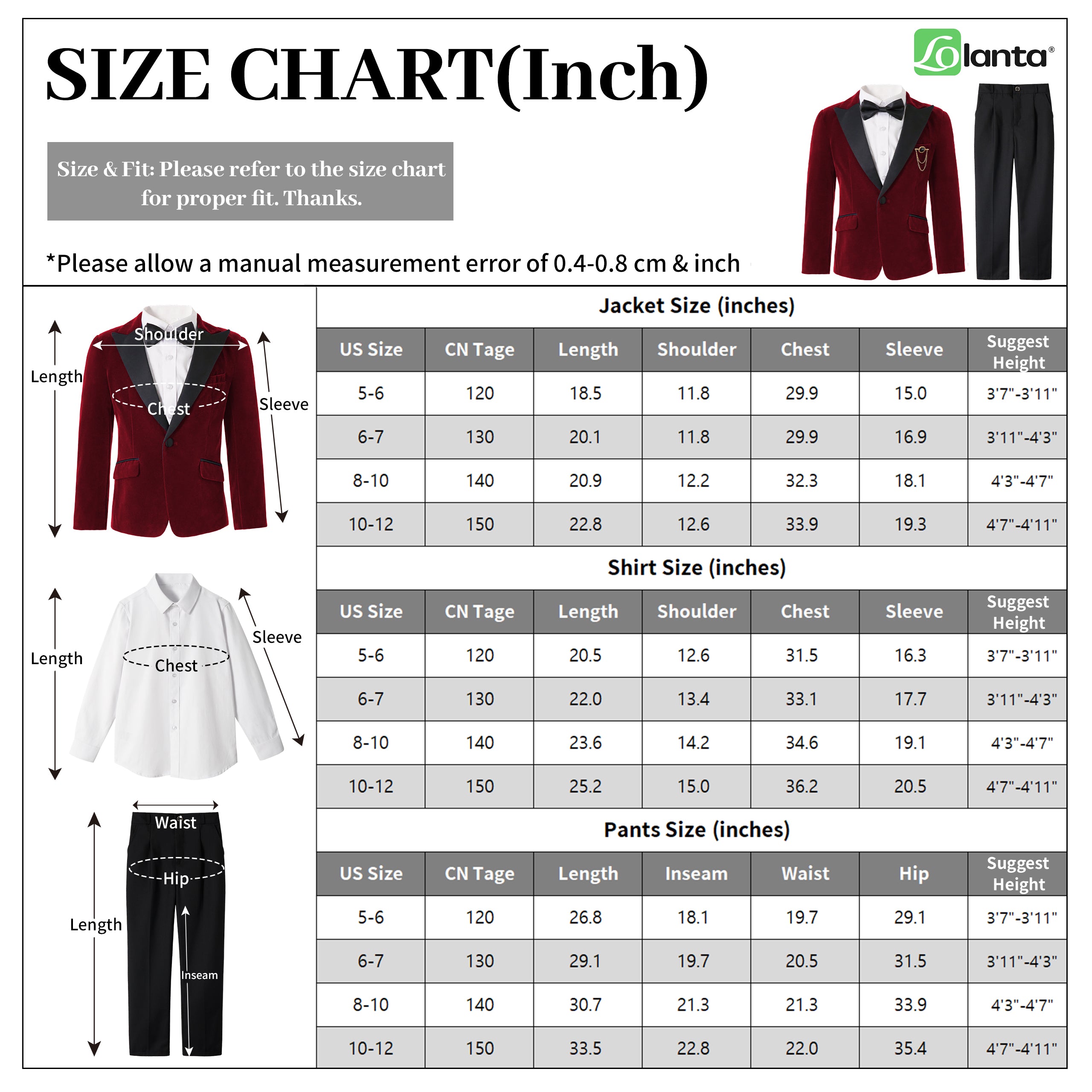 Boys 4 Piece Velvet Suit Formal Tuxedo Kids Slim Fit Blazer Dress Shirt Pants Outfit