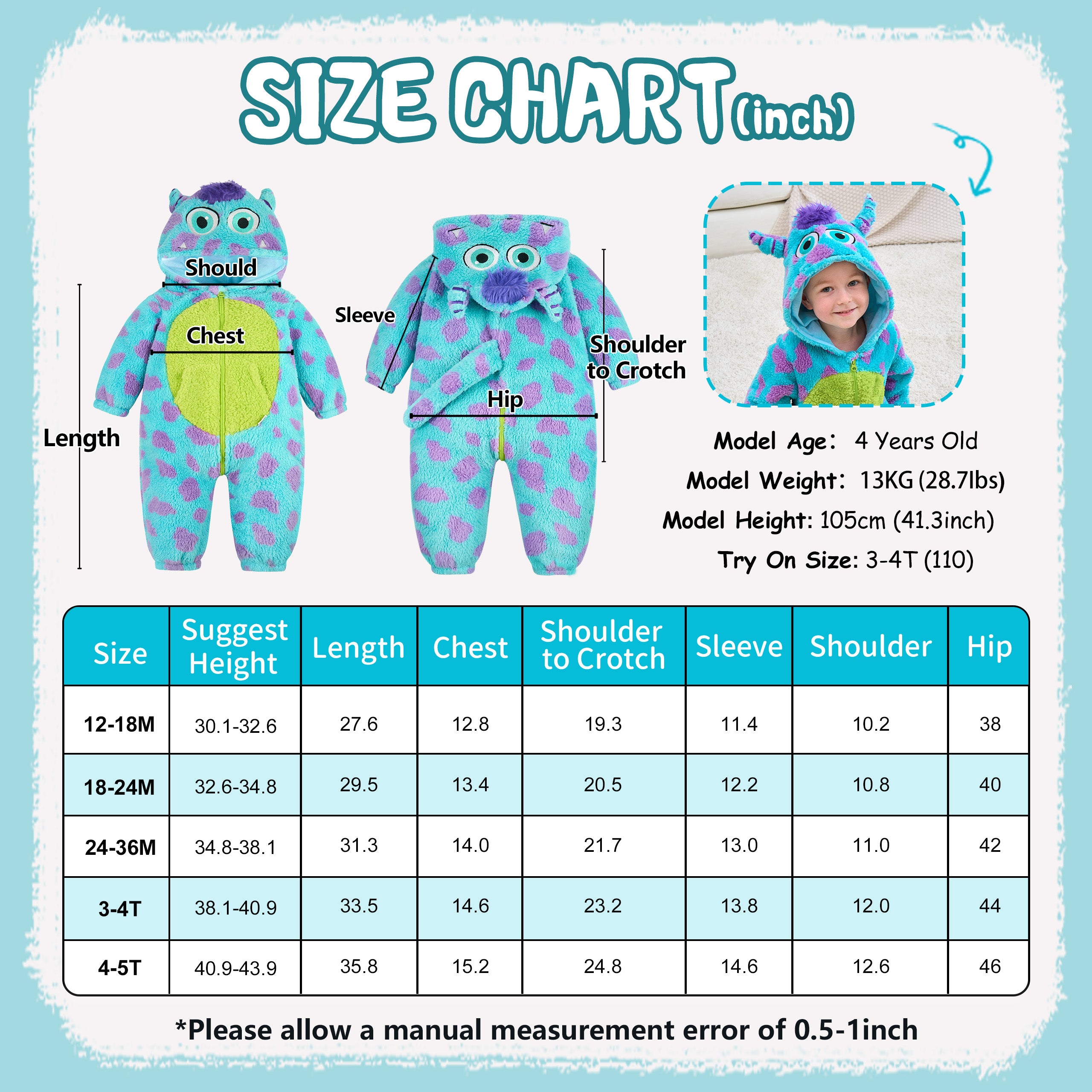 Baby Toddler Animal Costume Cute Fleece Warm Onesie