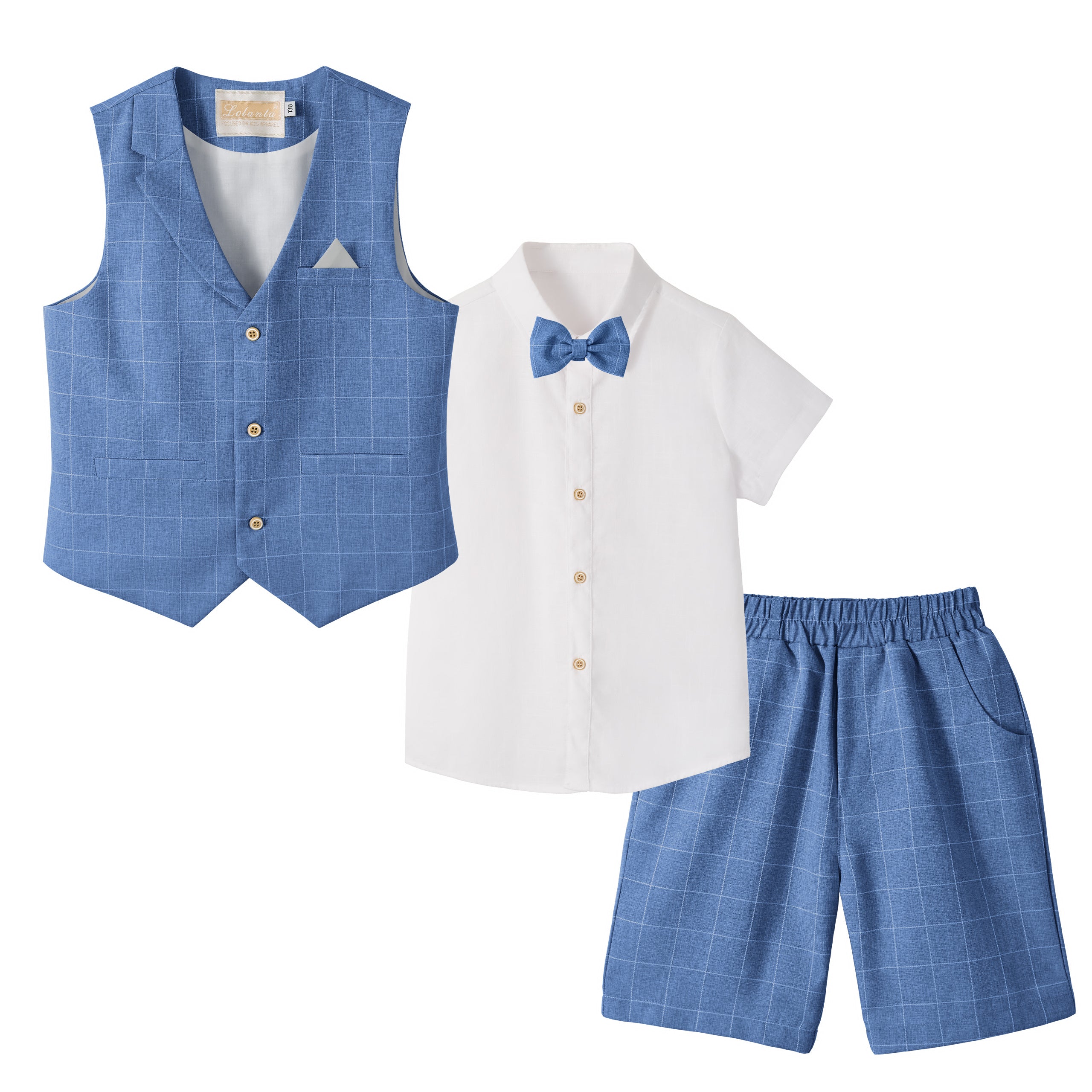 4Pcs Boy Weste Kurzarm Sommer Formal Business Anzug