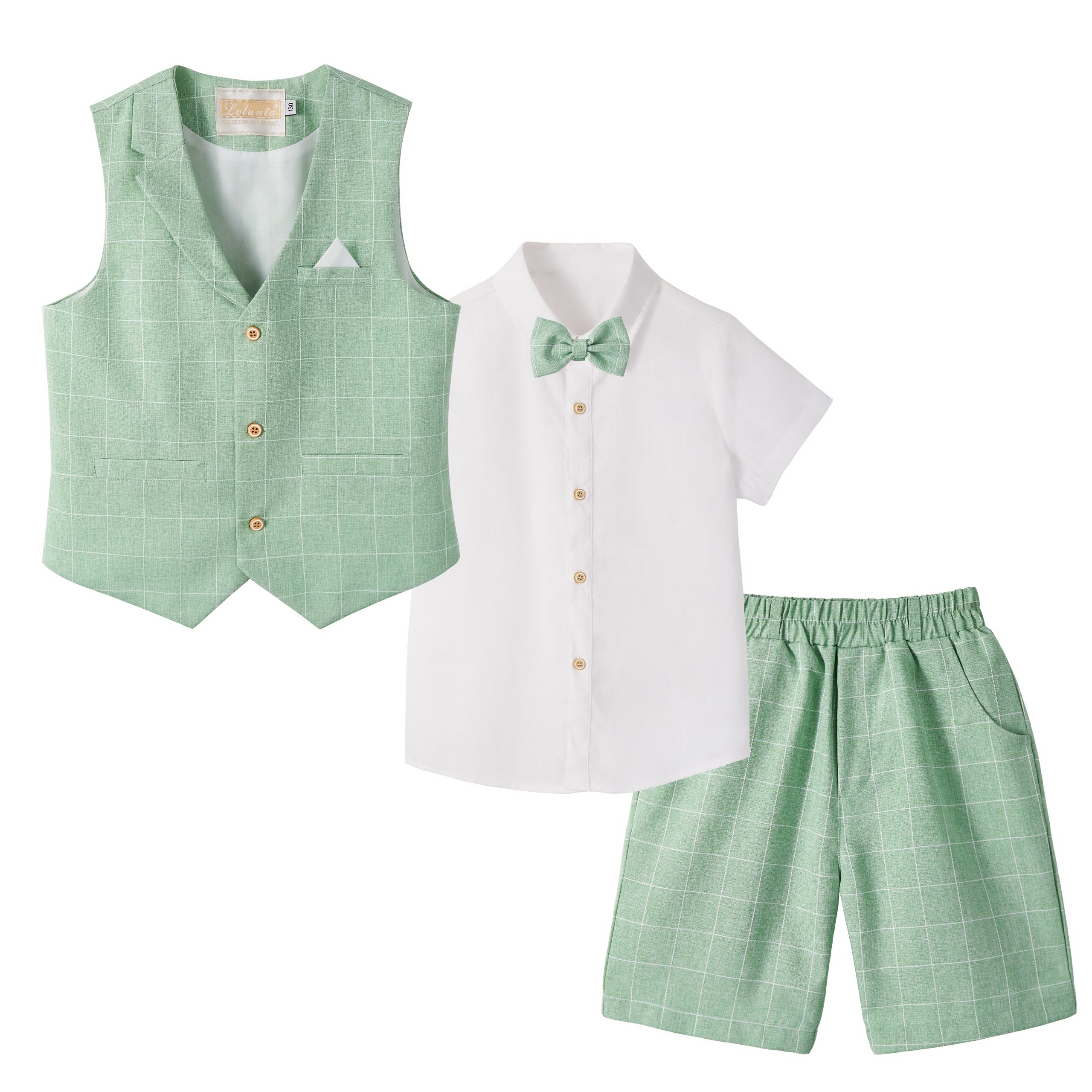 4Pcs Boy Weste Kurzarm Sommer Formal Business Anzug