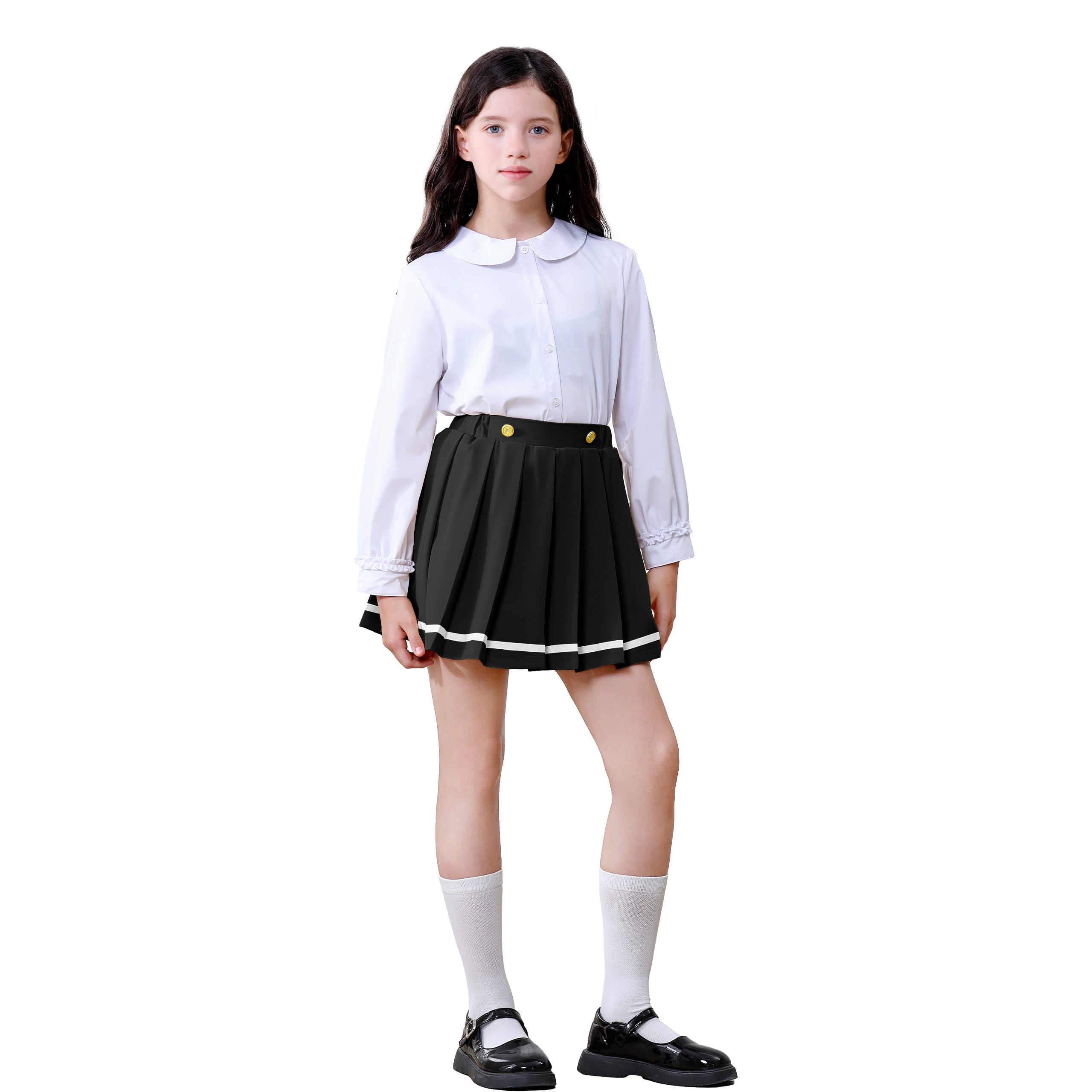 Girls Suspender Skirts Kids Formal Pleated Skort