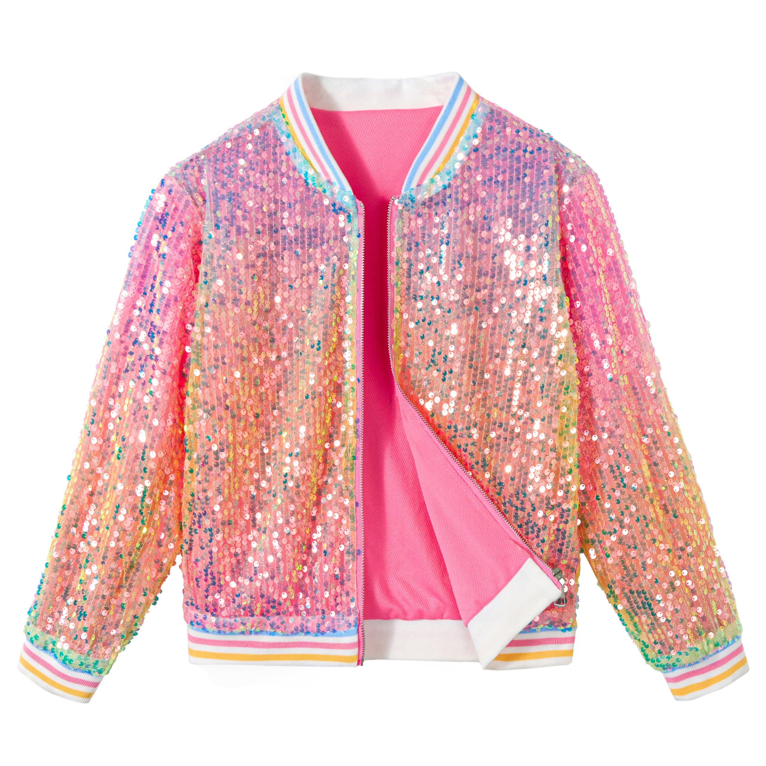 Girls Sequin Jacket Long Sleeve Kids Bomber Coats
