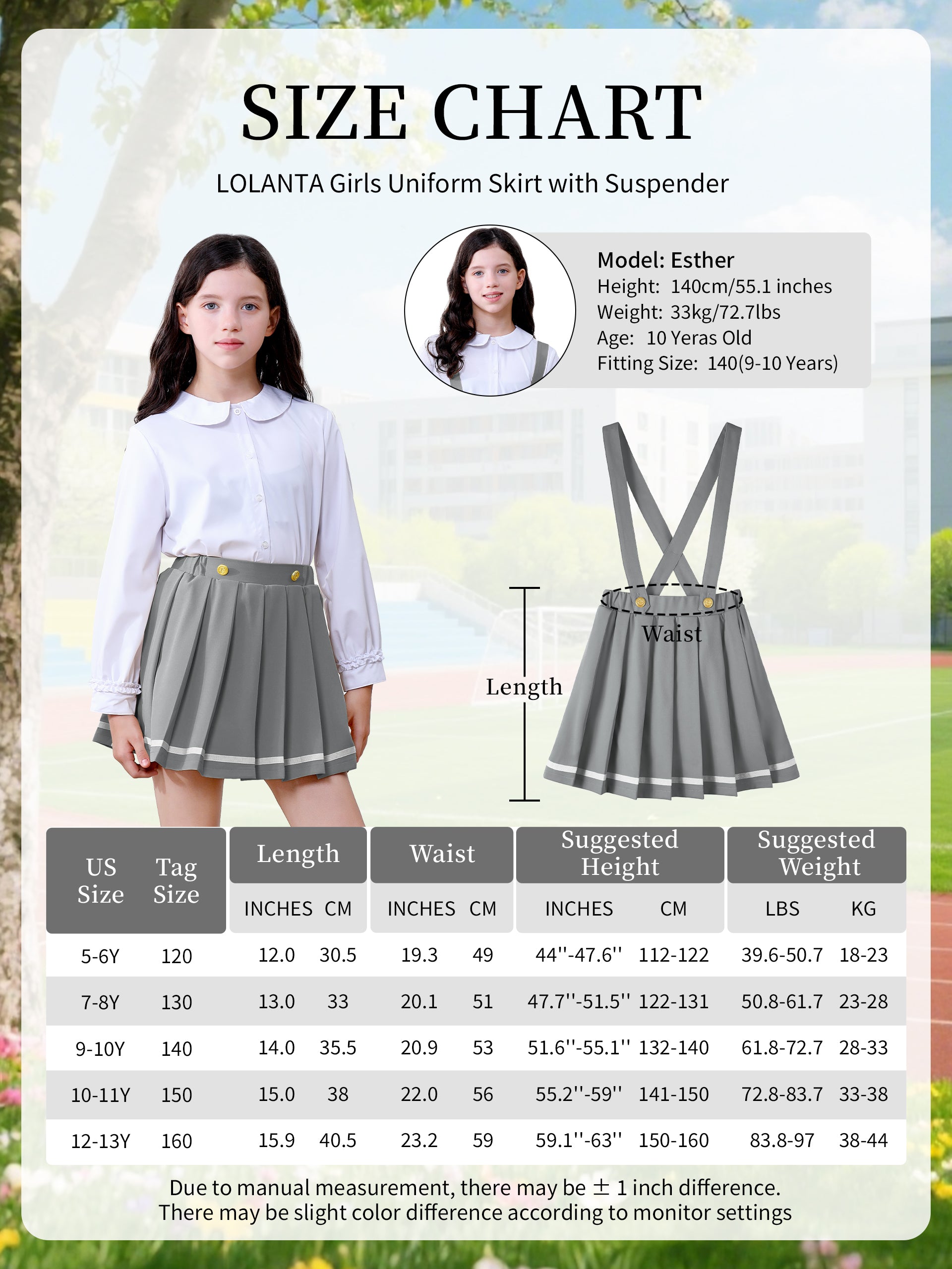 Girls Suspender Skirts Kids Formal Pleated Skort