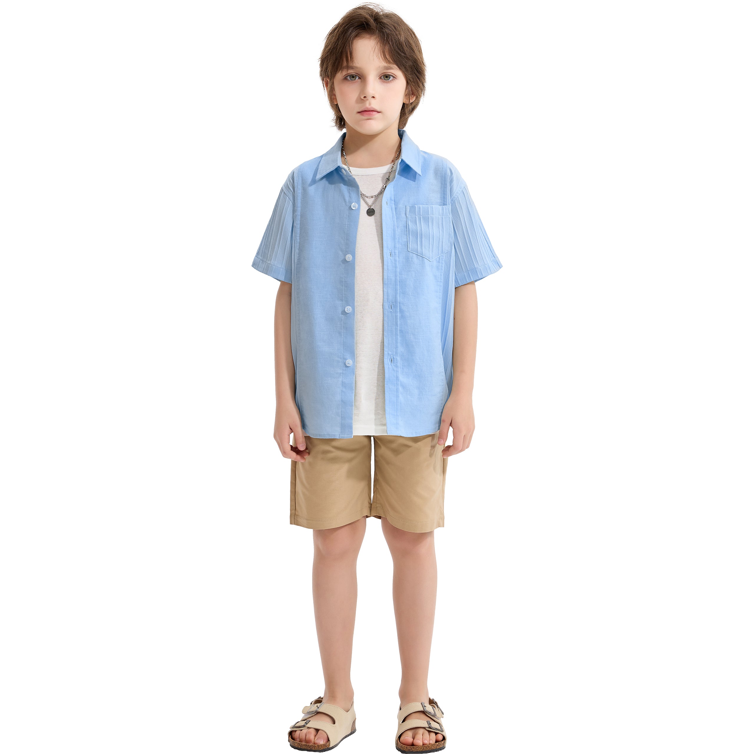 Boys Linen Shirt Short Sleeve Guayabera Shirts
