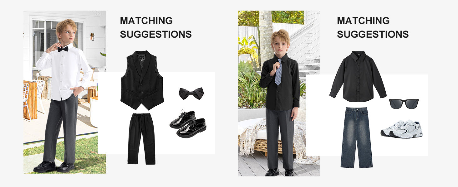 Jungen Schule Formelle Zeremonie Lange Ärmel Hemd Fliege Krawatte