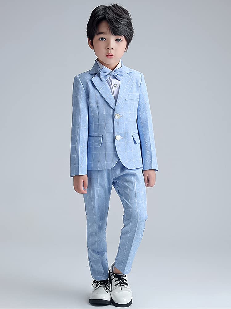 Conjunto de chaqueta y pantalón de traje a cuadros formal de negocios para niño