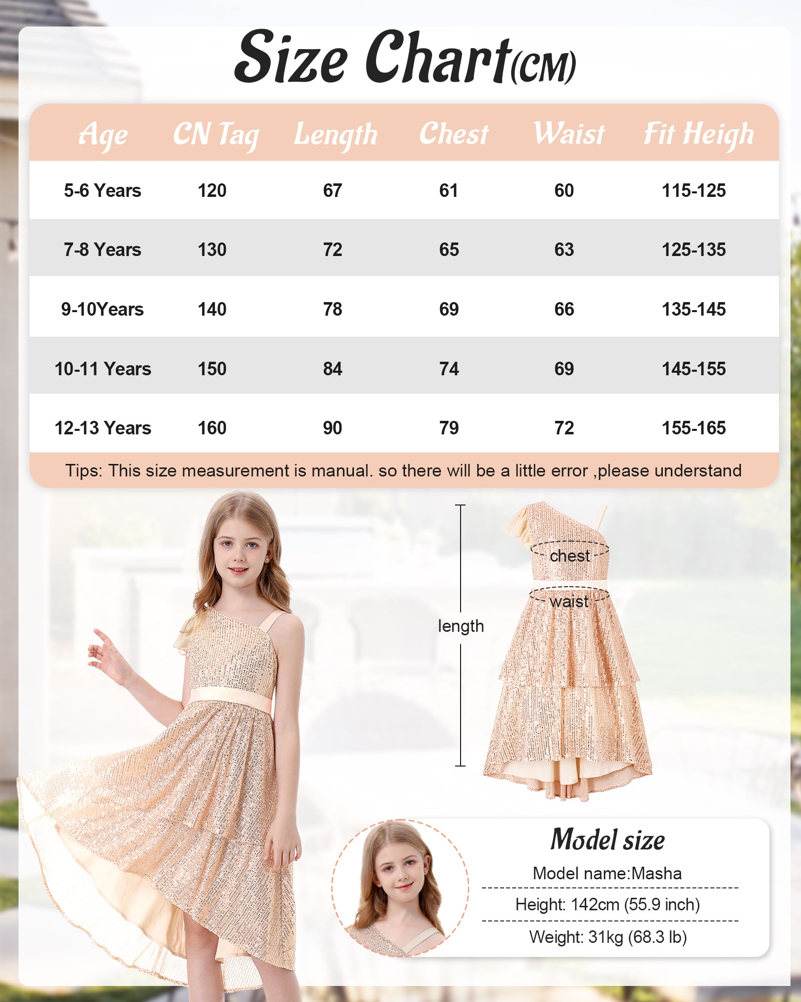 Girls Sequin Dress One Shoulder Layered Sparkle High Low Dresses