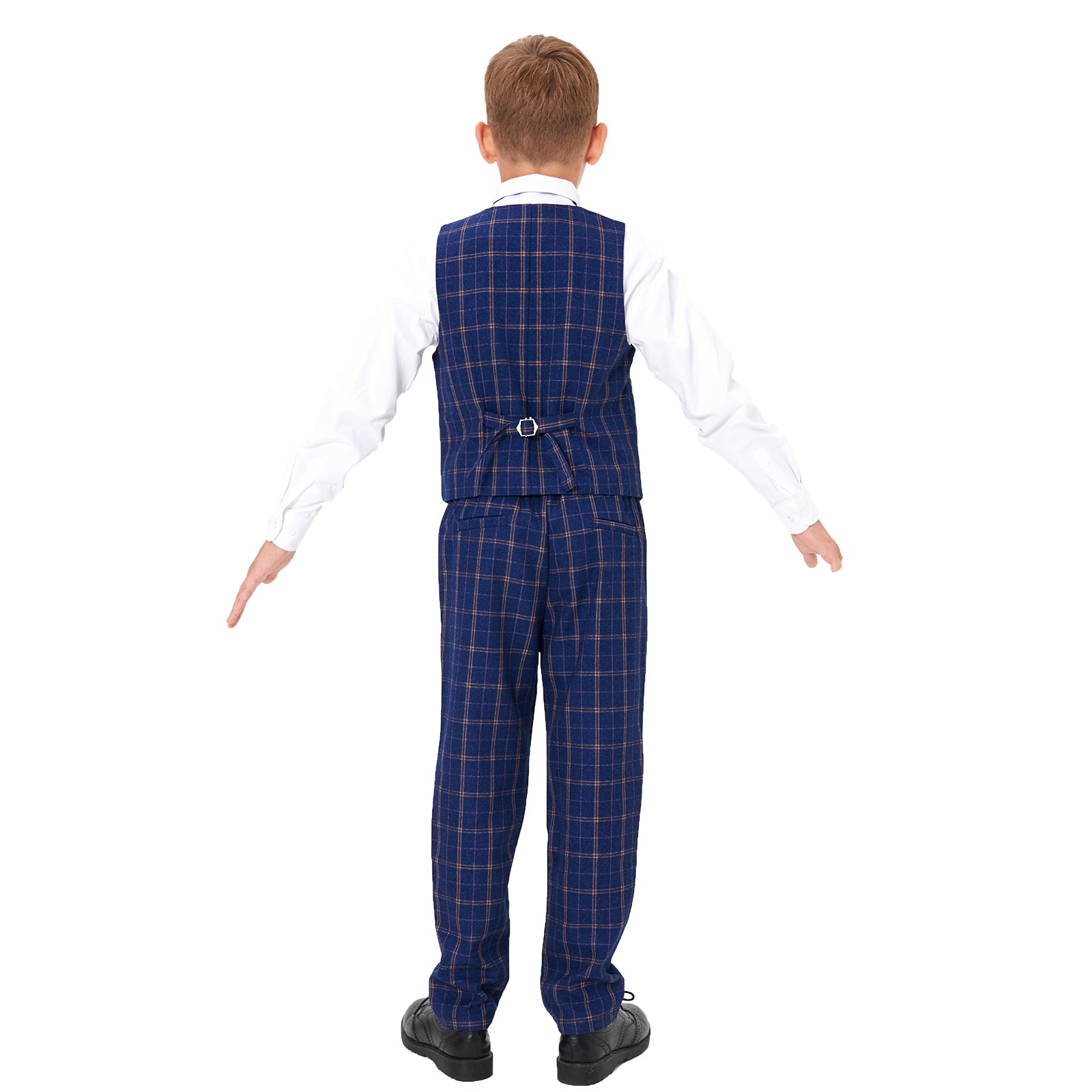 Boys Vest Pants Set Plaid Dress Suit with Shirt