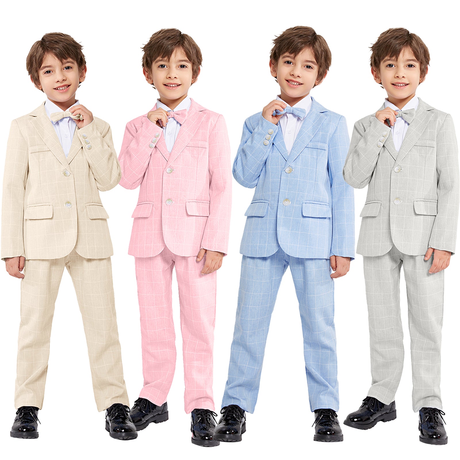 Boy's Business Formal Plaid Suit Jacket Pants set