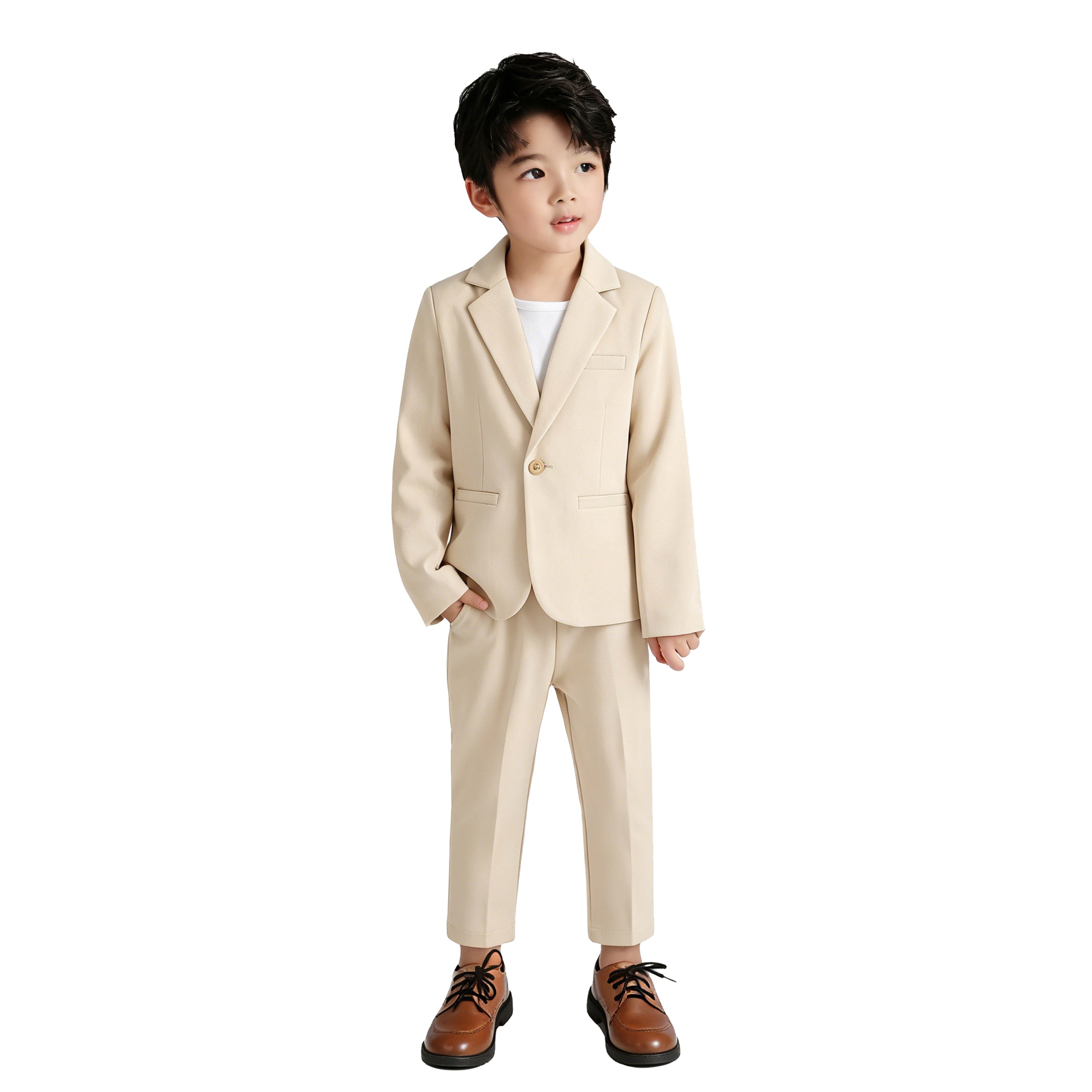 Boys Casual Suits Wedding Outfits 2 Piece Gentleman Blazer and Pants Set