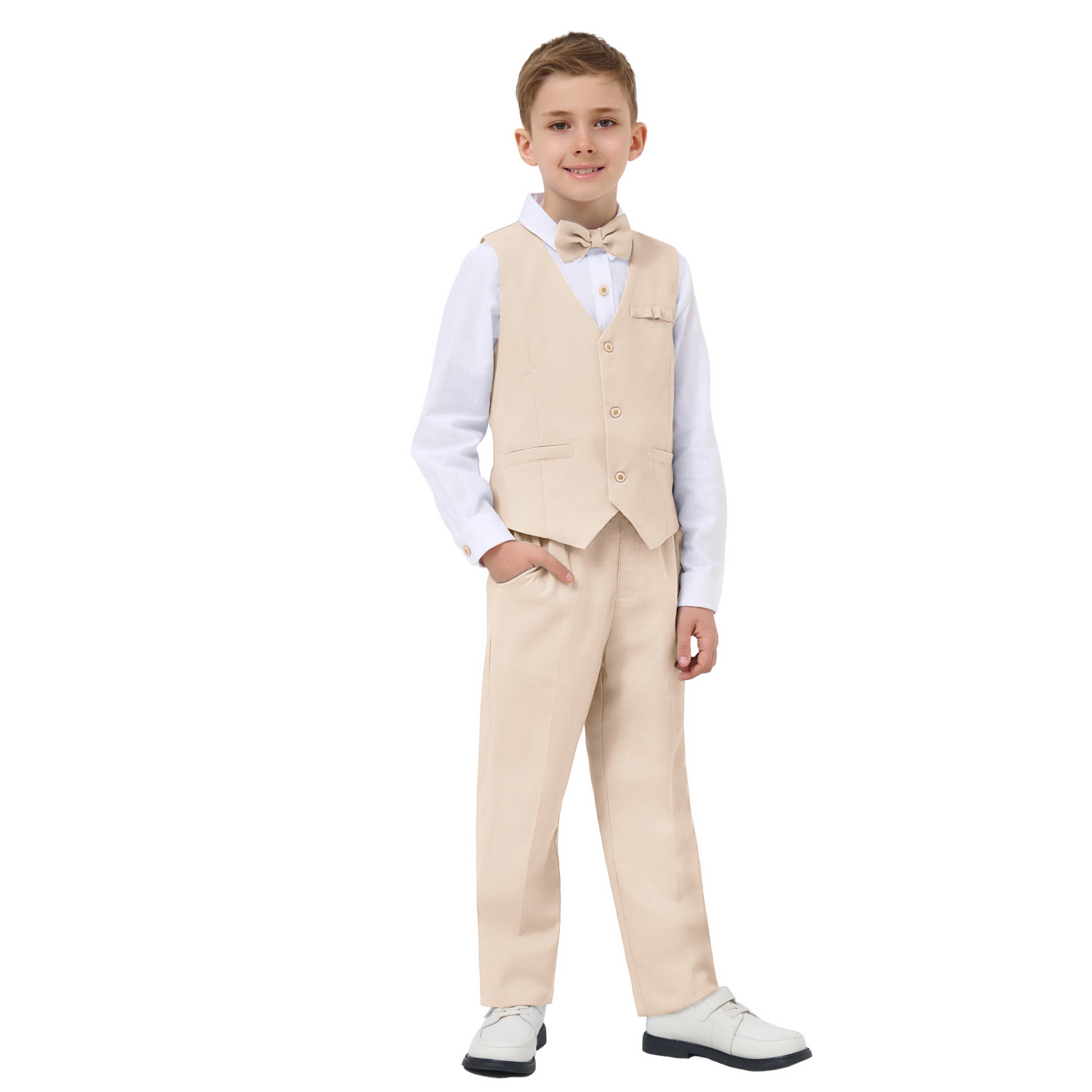 Boys Linen Suit Dress Clothes Kids Graduation Wedding Outfit