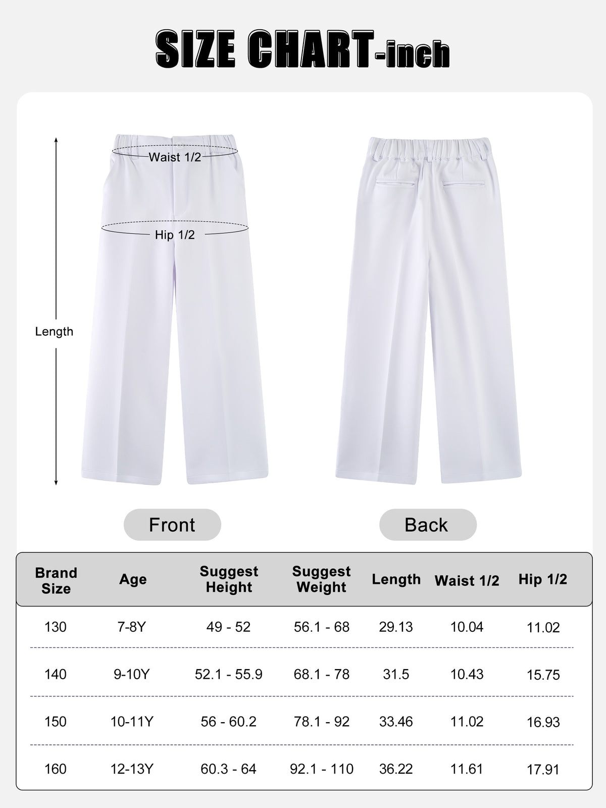 Girls Dress Pants Wide Leg Kids School Uniform Slacks