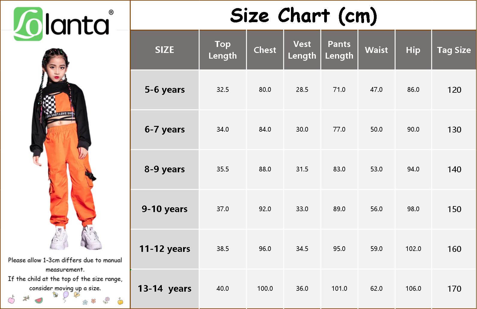 Girl's Black Crop Top Vest Orange Jogger Pants Set Hip Hop Outfit