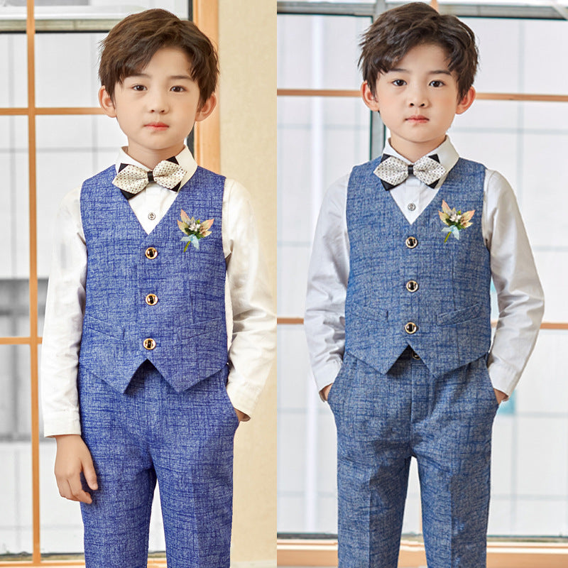 Boys Vest Pant Bow Tie Set Formal Suit