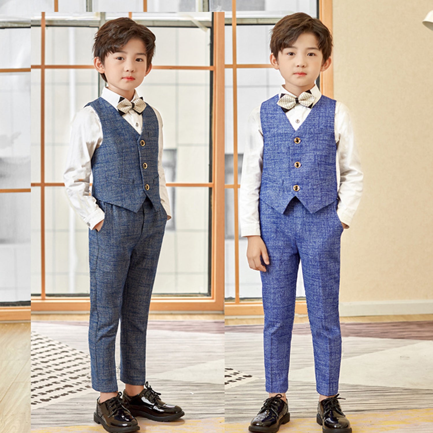 Boys Vest Pant Bow Tie Set Formal Suit