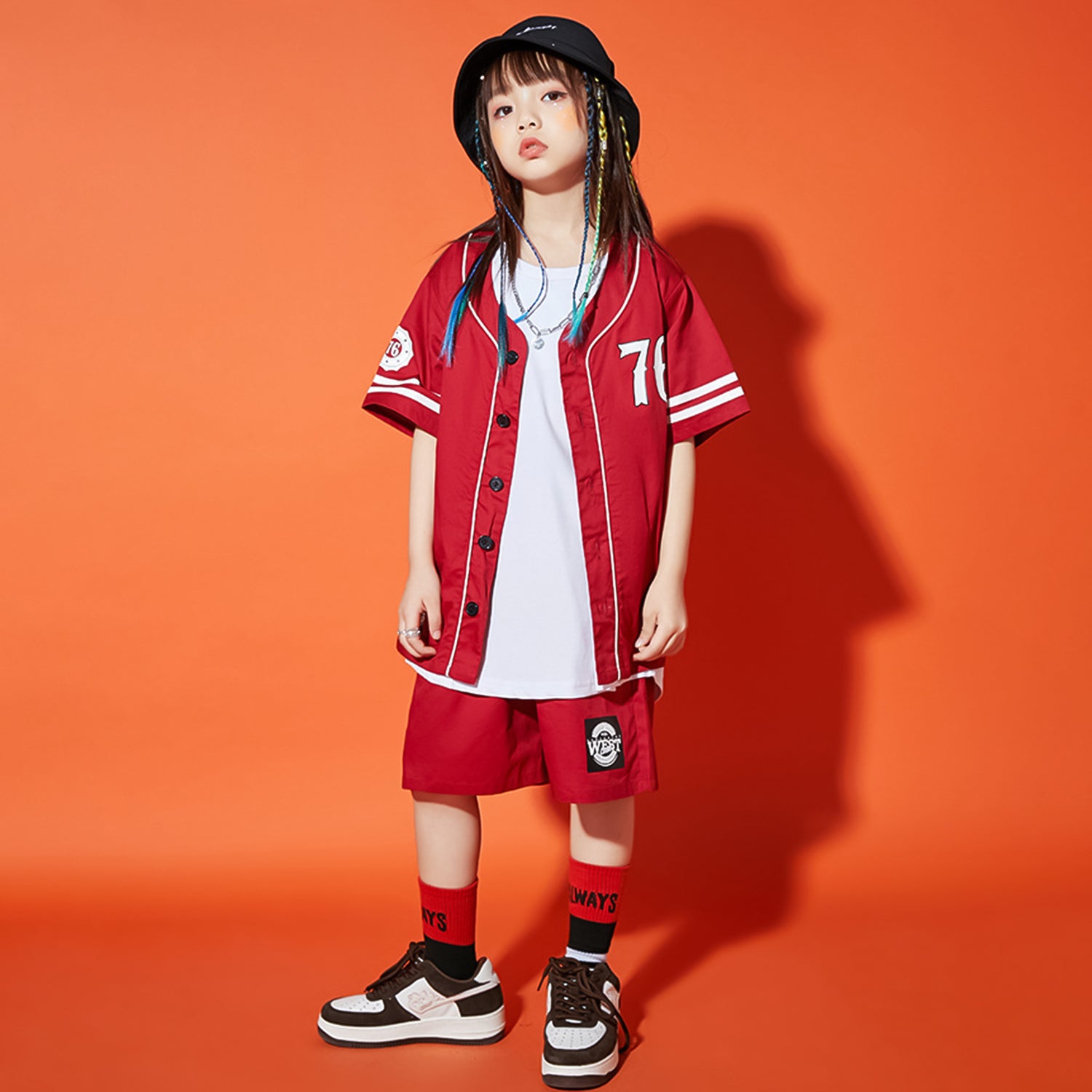 Boys Girls Hip Hop Dance Clothes Kids Softball Jerseys Short Sets