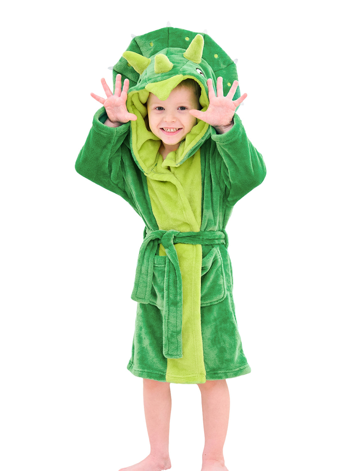 Unisex Boys' Girls' Hooded Flannel Bathrobes Kids Sleepwear Dinosaur pajamas
