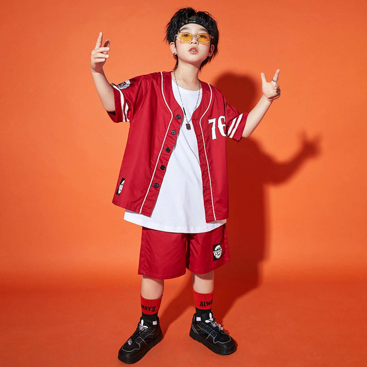 Boys Girls Hip Hop Dance Clothes Kids Softball Jerseys Short Sets