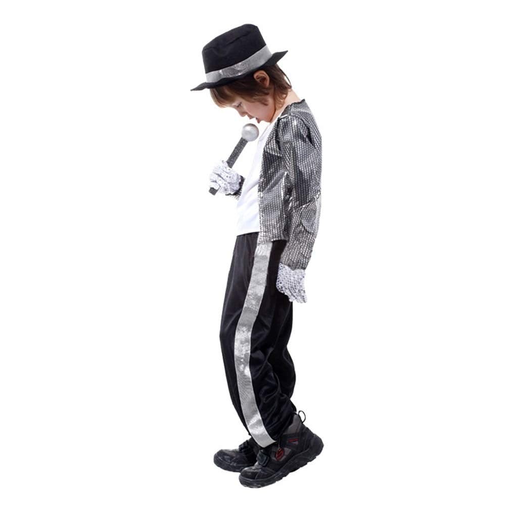 LOLANTA Boy's 80s Costume Michael Cosplay Hip Hop Stage Outfits with Matched Hat Gloves