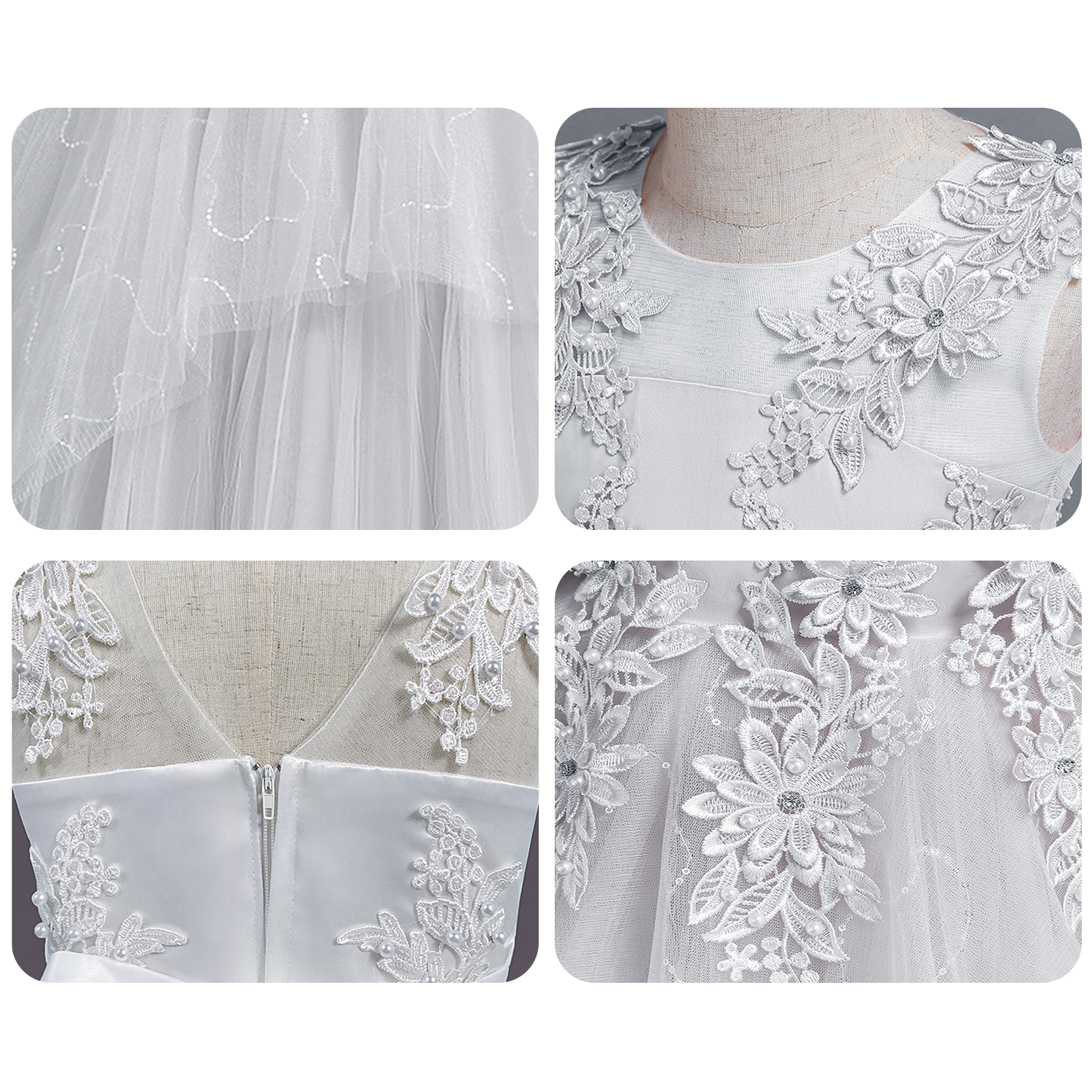 Girl's Flower Dress Wedding Kids Tulle Princess Long Dresses