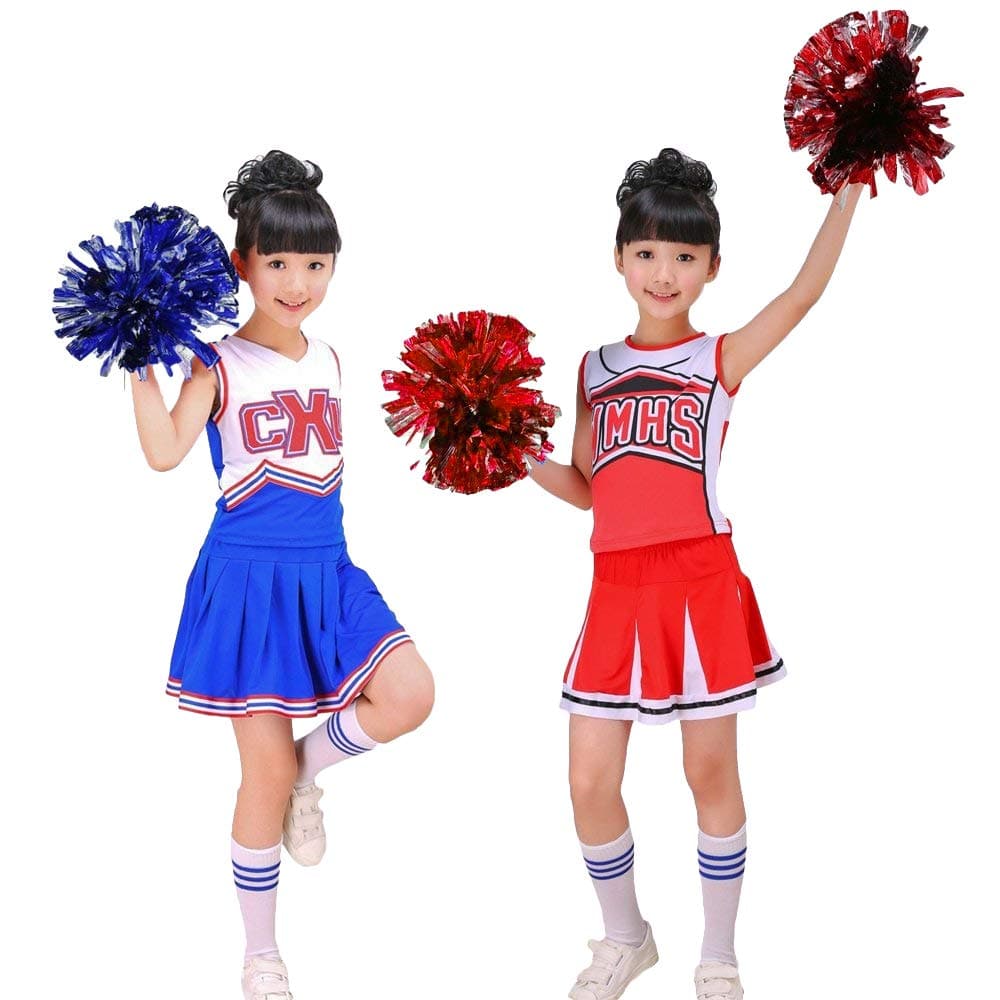LOLANTA Girls Cheerleader Costumes Dresses Cheerleading Outfit Cheer Uniform Pom Poms
