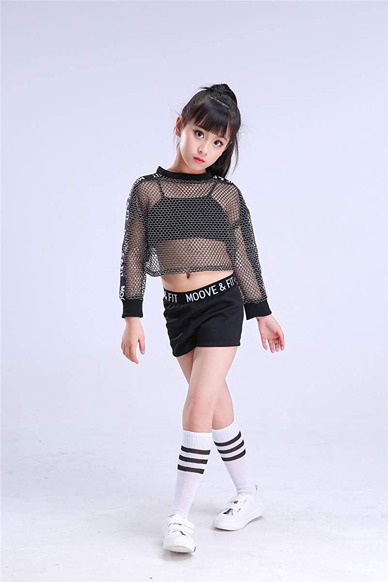 Mädchen Mesh Rote Crop Top Shorts Weiches Tanzoutfit