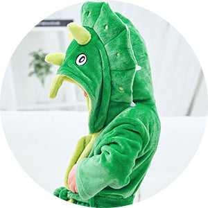 Unisex Boys' Girls' Hooded Flannel Bathrobes Kids Sleepwear Dinosaur pajamas
