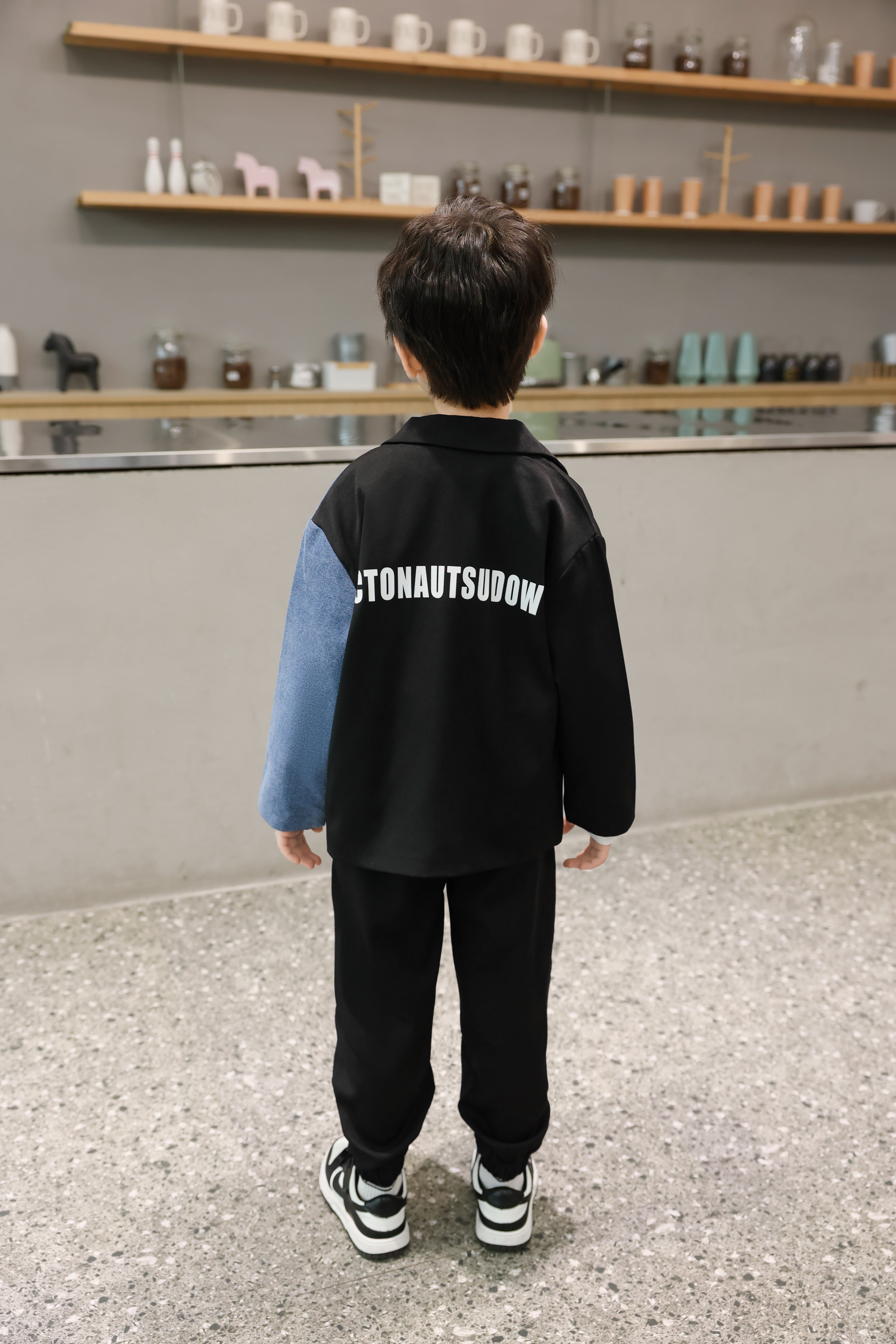 Boys Casual Informal Business Spliced Denim Jacket Pants Sets